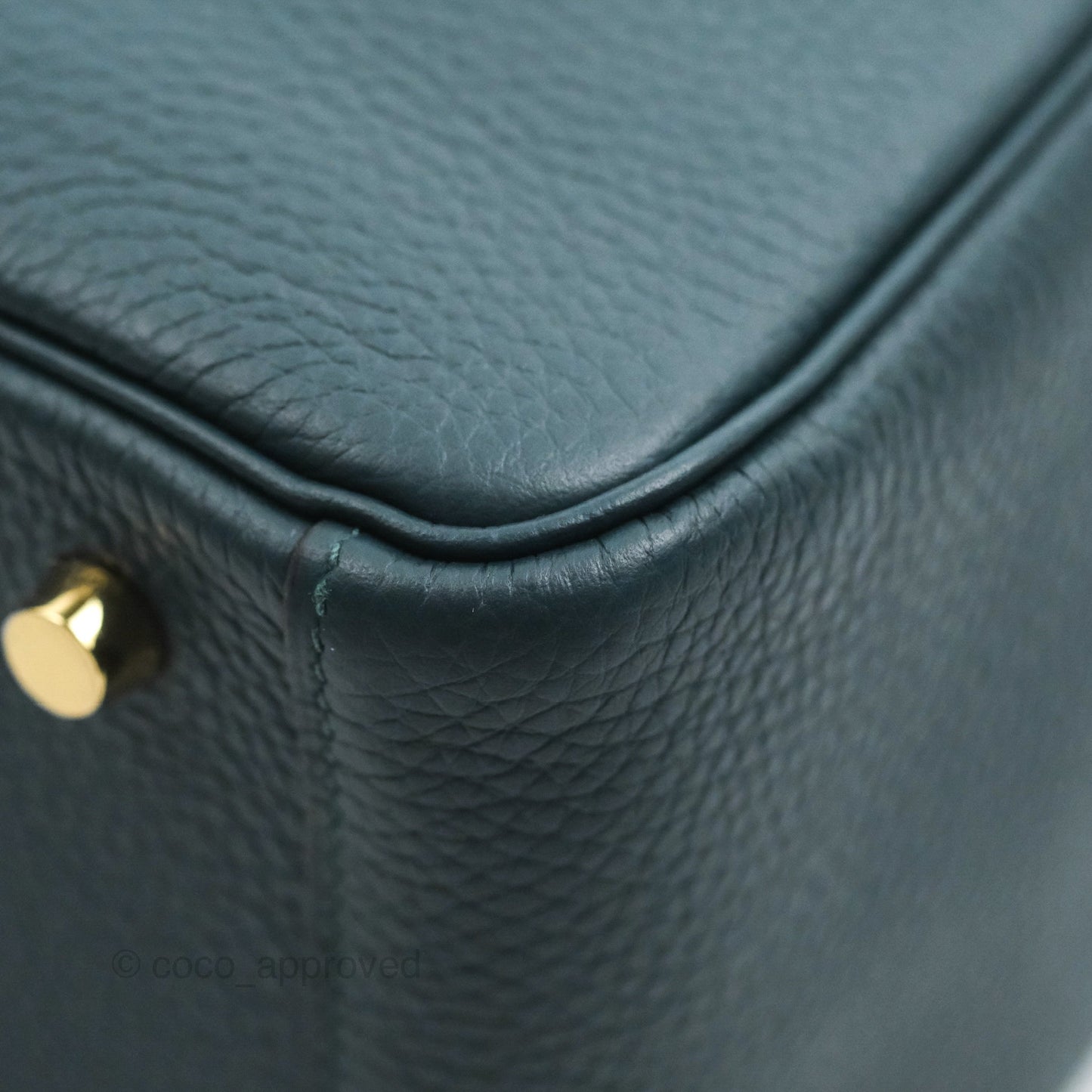 Hermès Lindy 26 Vert Cypress Clemence Gold Hardware