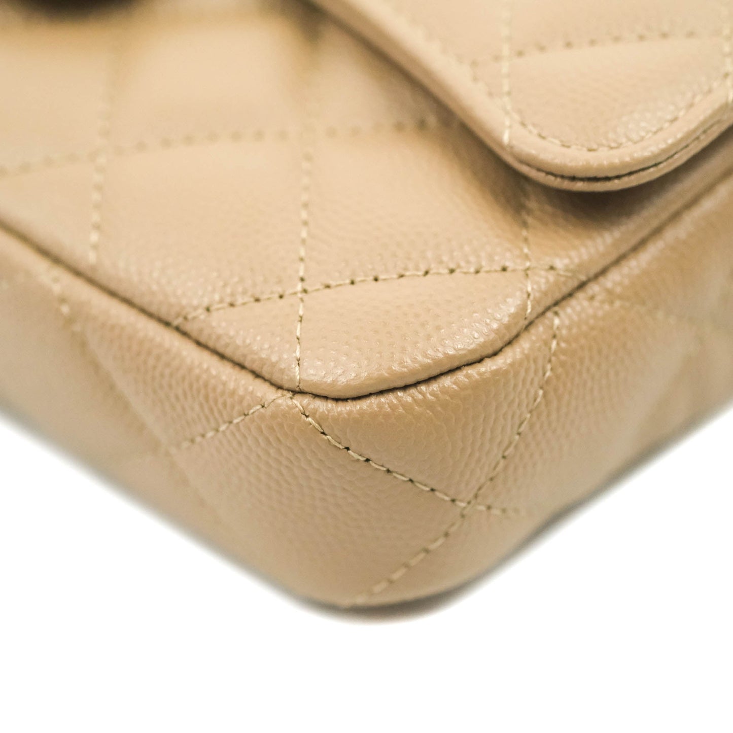 Chanel Classic Flap Phone Holder With Chain Dark Beige Caviar Gold Hardware 22A