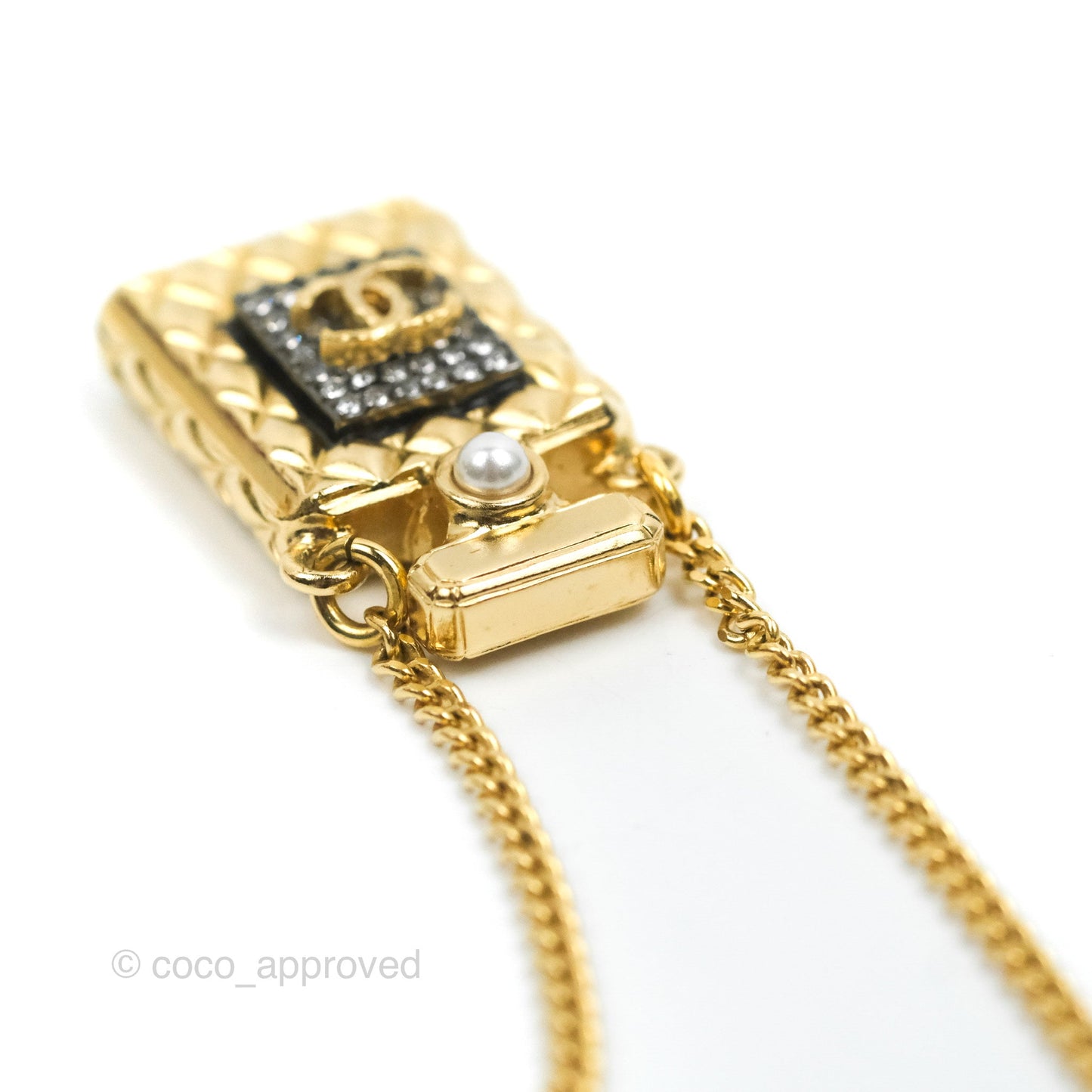 Chanel CC Perfume Bottle Rhinestone Necklace 21V