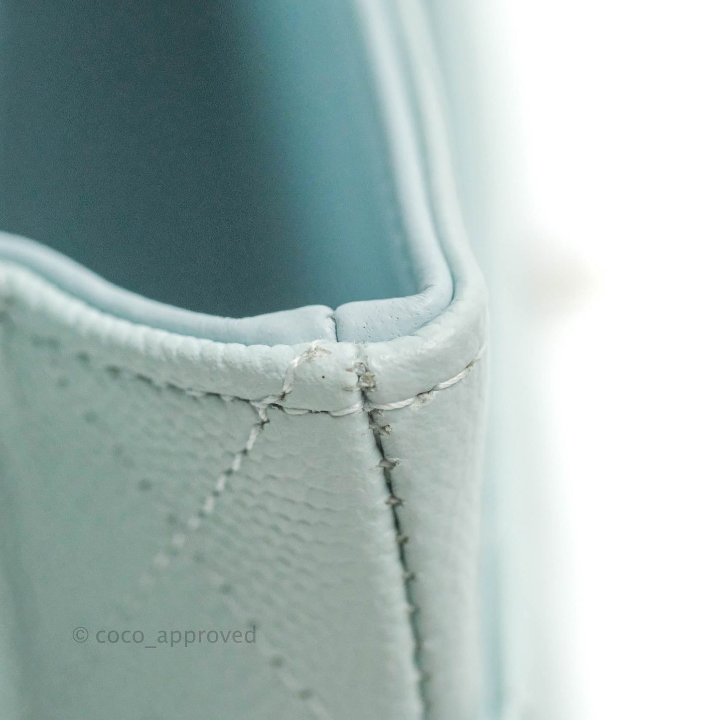 Chanel Quilted Classic M/L Medium Flap Light Blue Caviar Silver Hardware