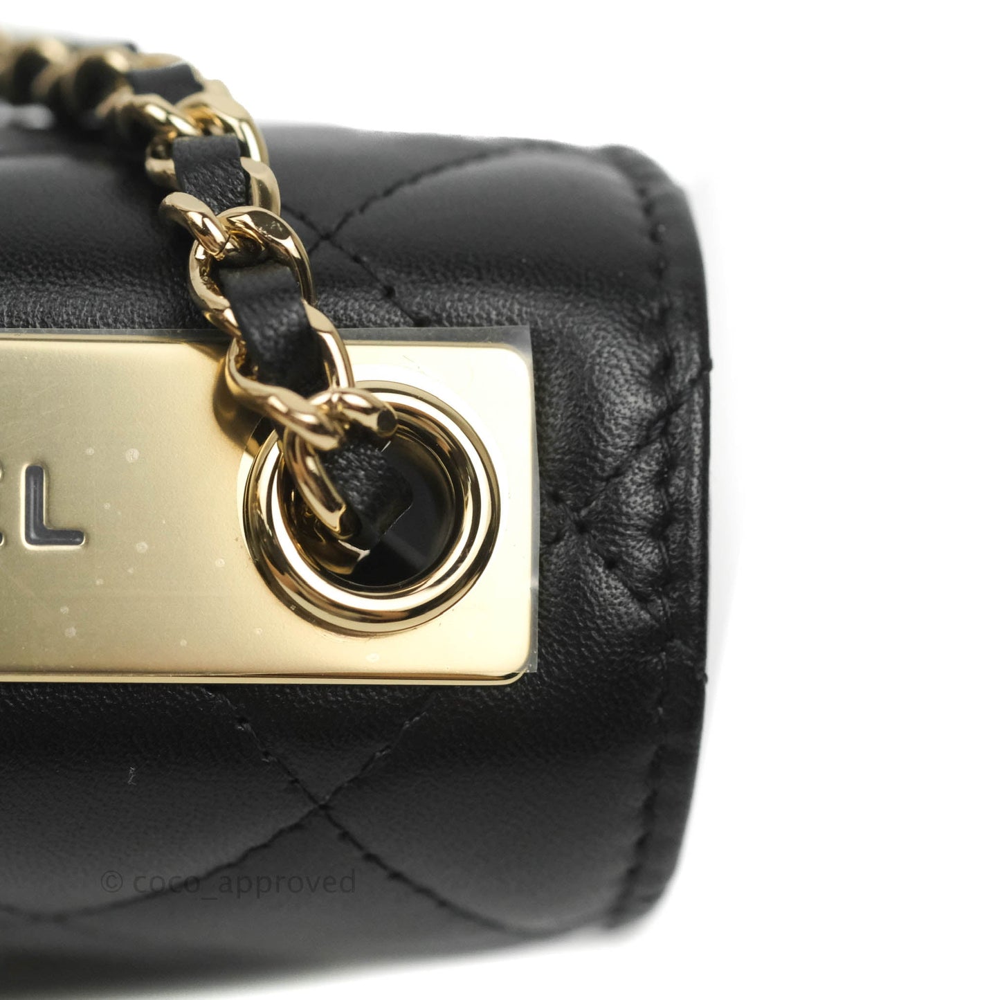 Chanel Mini Quilted Trendy CC Clutch With Chain Black Lambskin Gold Hardware