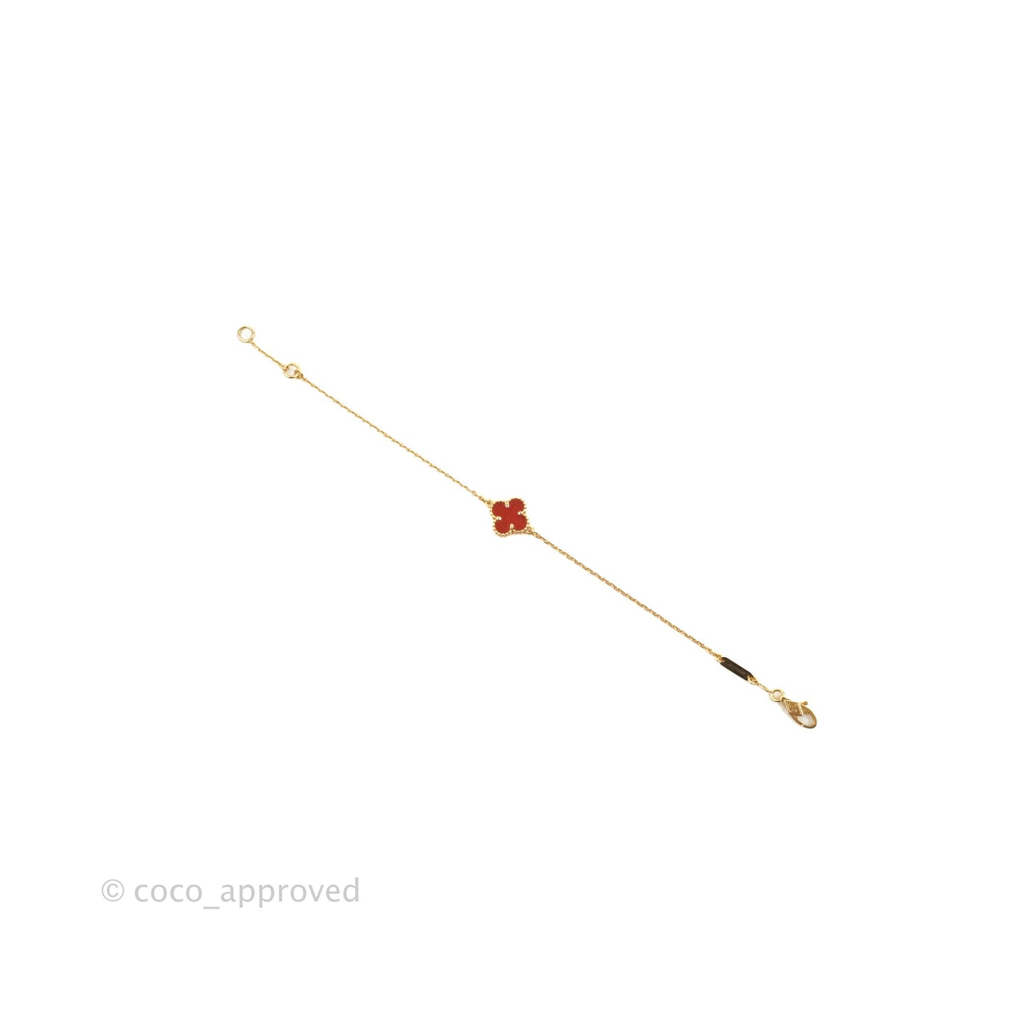 Van Cleef & Arpels Sweet Alhambra Pendant Red Carnelian Bracelet 18K Rose Gold