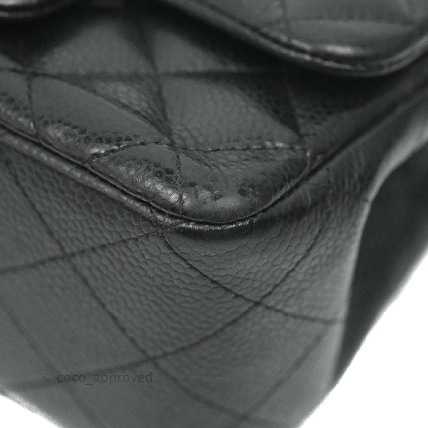 Chanel Mini Square Black Caviar Ruthenium Hardware
