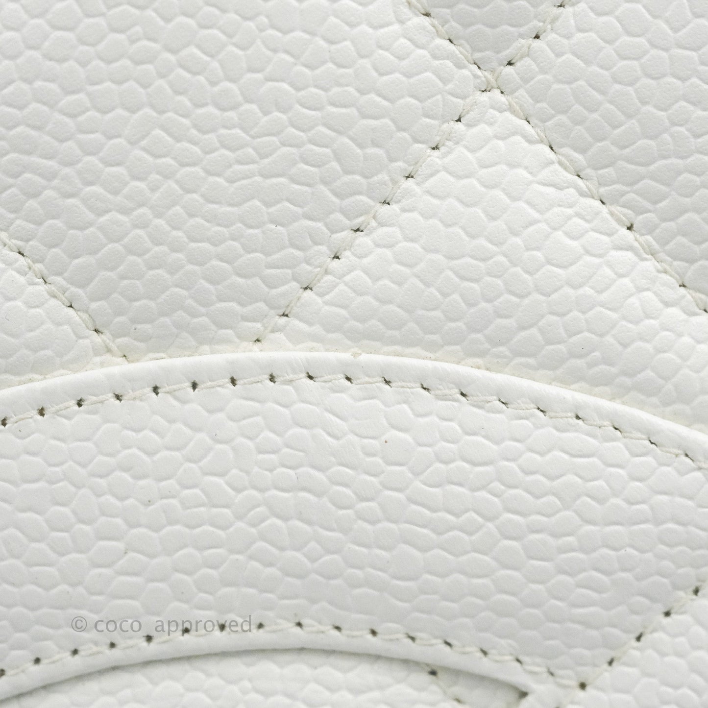 Chanel Vintage Medallion CC White Caviar Tote Bag Gold Hardware