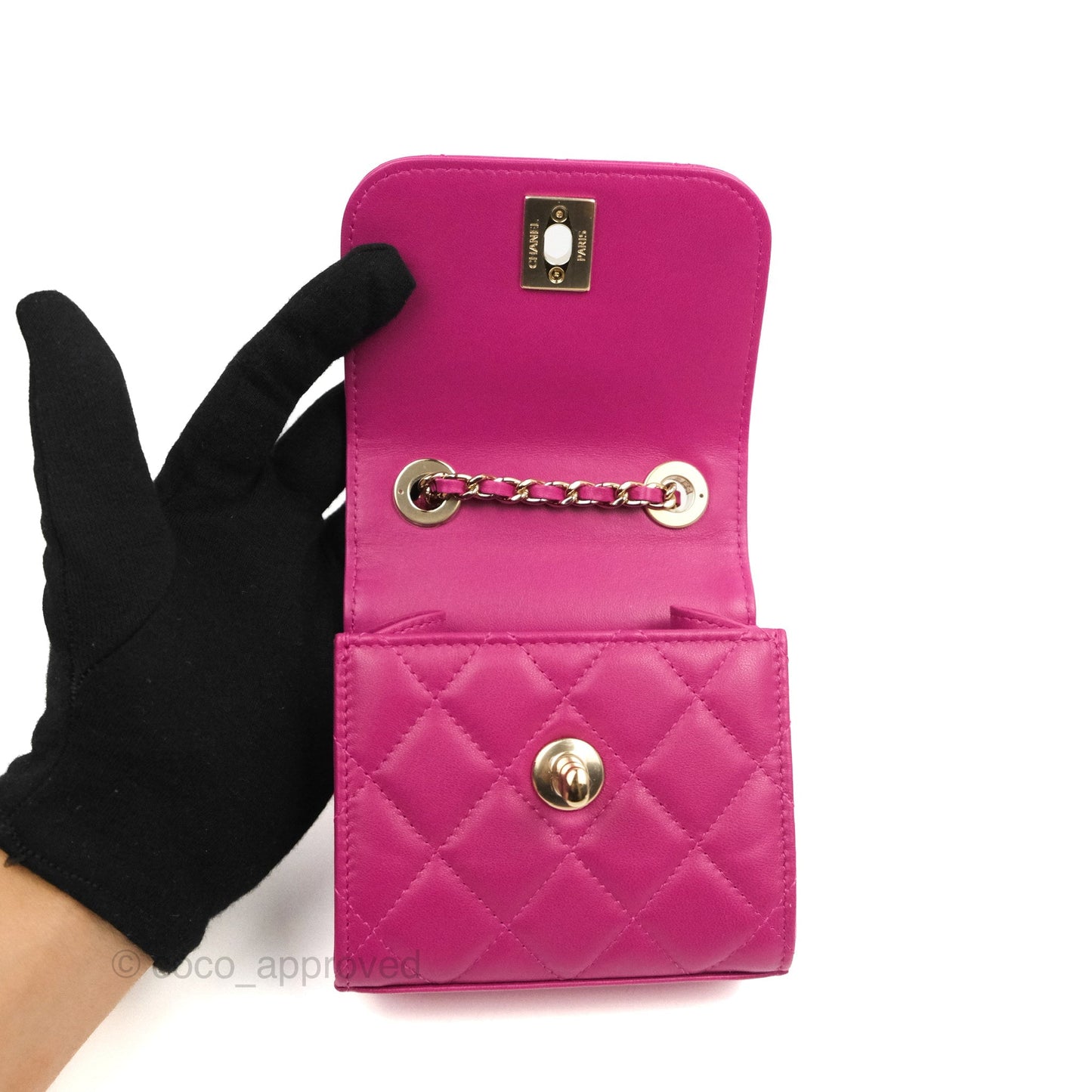 Chanel Mini Quilted Trendy CC Clutch With Chain Plum Lambskin Gold Hardware
