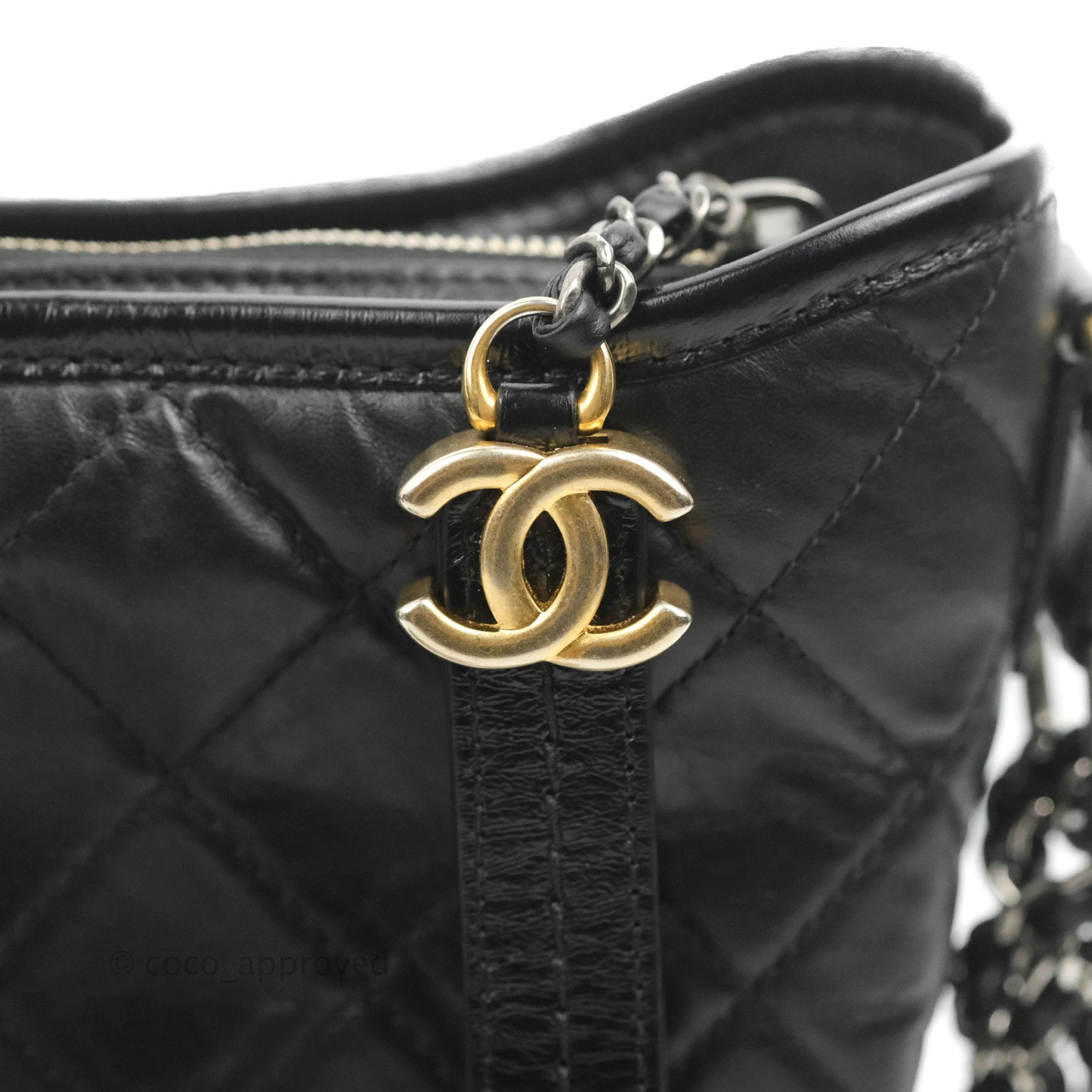 Chanel New Medium Gabrielle Hobo Black Aged Calfskin Mixed Hardware