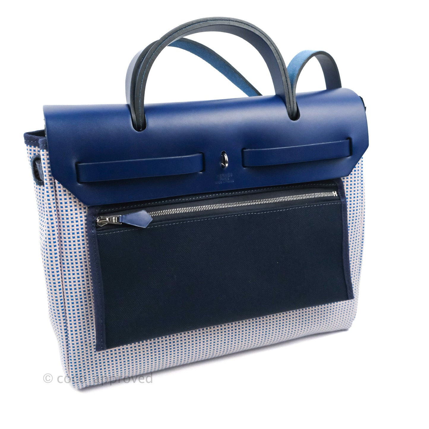 Hermès Herbag Retourne Zip 31 Quadrille Viking Ecru Mauve Bleu Bill/ Saphir Palladium Hardware