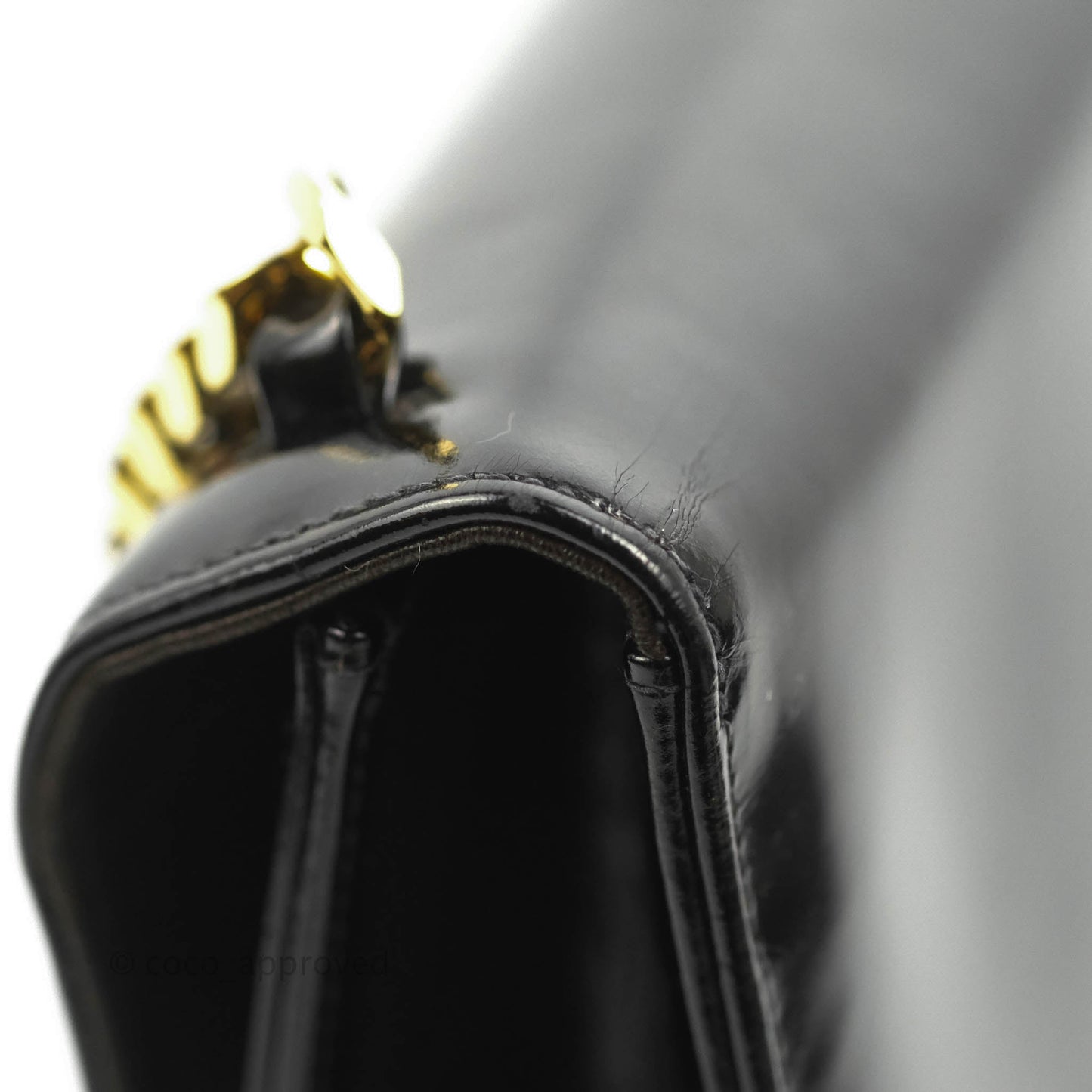 Chanel Vintage Chain Tote Bag Black Patent Gold Hardware