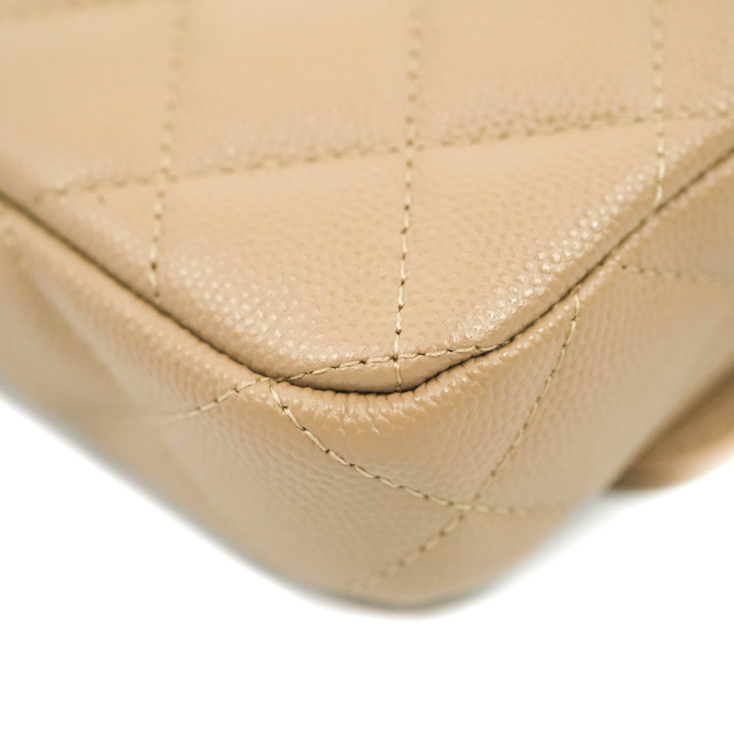 Chanel Classic Flap Phone Holder With Chain Dark Beige Caviar Gold Hardware 22A