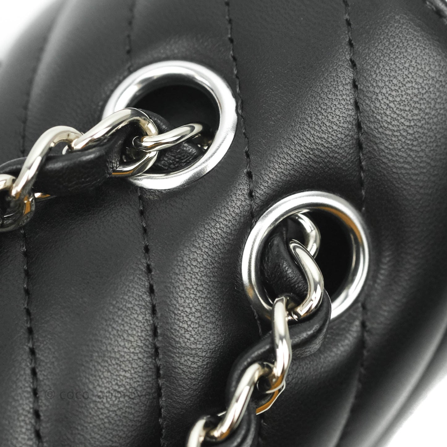 Chanel Classic M/L Medium Chevron Double Flap Black Lambskin Silver Hardware