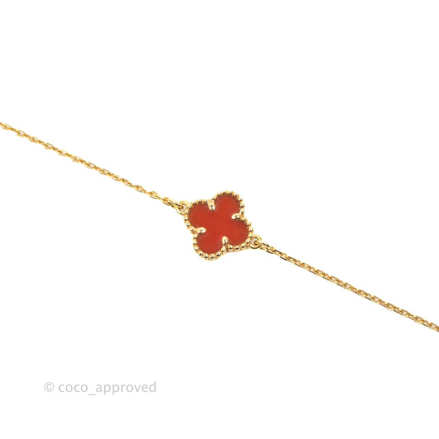Van Cleef & Arpels Sweet Alhambra Pendant Red Carnelian Bracelet 18K Rose Gold