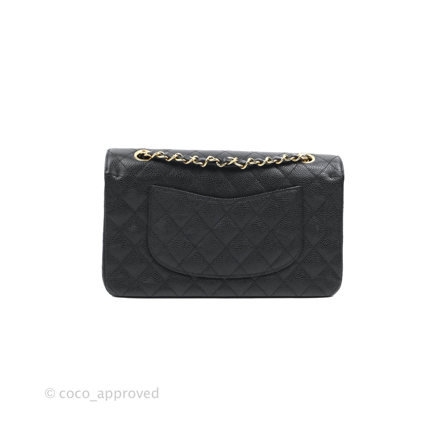 Chanel Quilted Classic M/L Medium Flap Black Caviar Gold Hardware