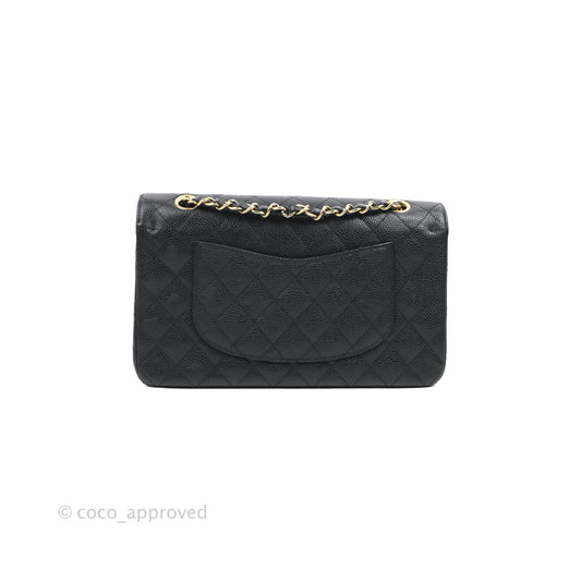 Chanel Quilted Classic M/L Medium Flap Black Caviar Gold Hardware