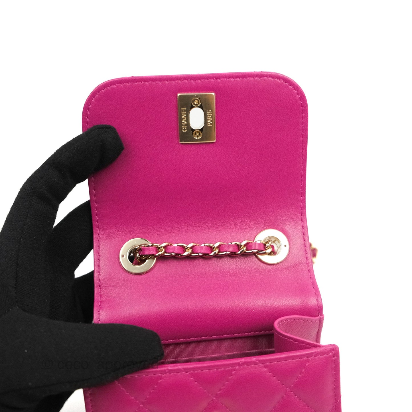 Chanel Mini Quilted Trendy CC Clutch With Chain Plum Lambskin Gold Hardware