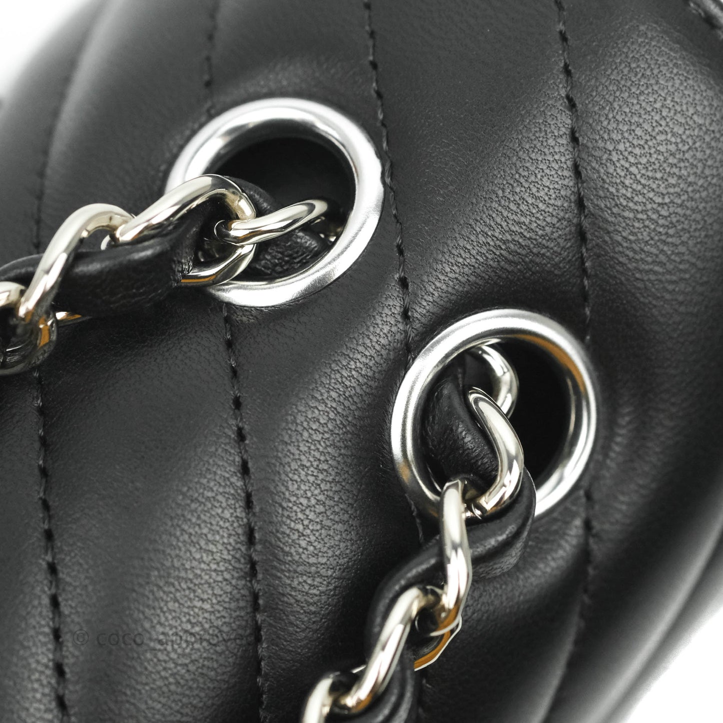 Chanel Classic M/L Medium Chevron Double Flap Black Lambskin Silver Hardware