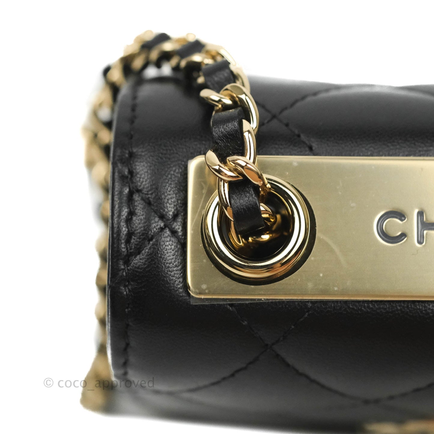 Chanel Mini Quilted Trendy CC Clutch With Chain Black Lambskin Gold Hardware