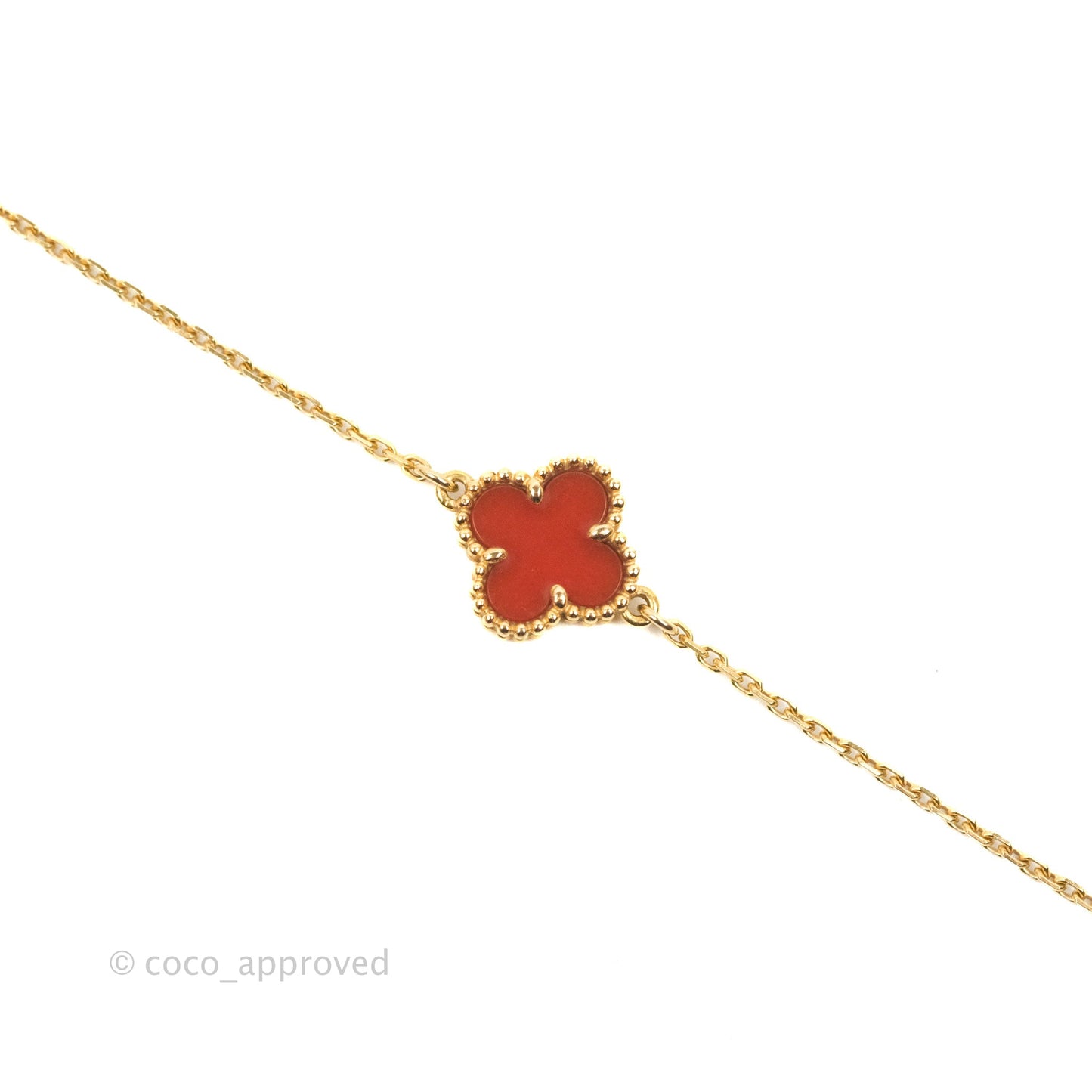 Van Cleef & Arpels Sweet Alhambra Pendant Red Carnelian Bracelet 18K Rose Gold