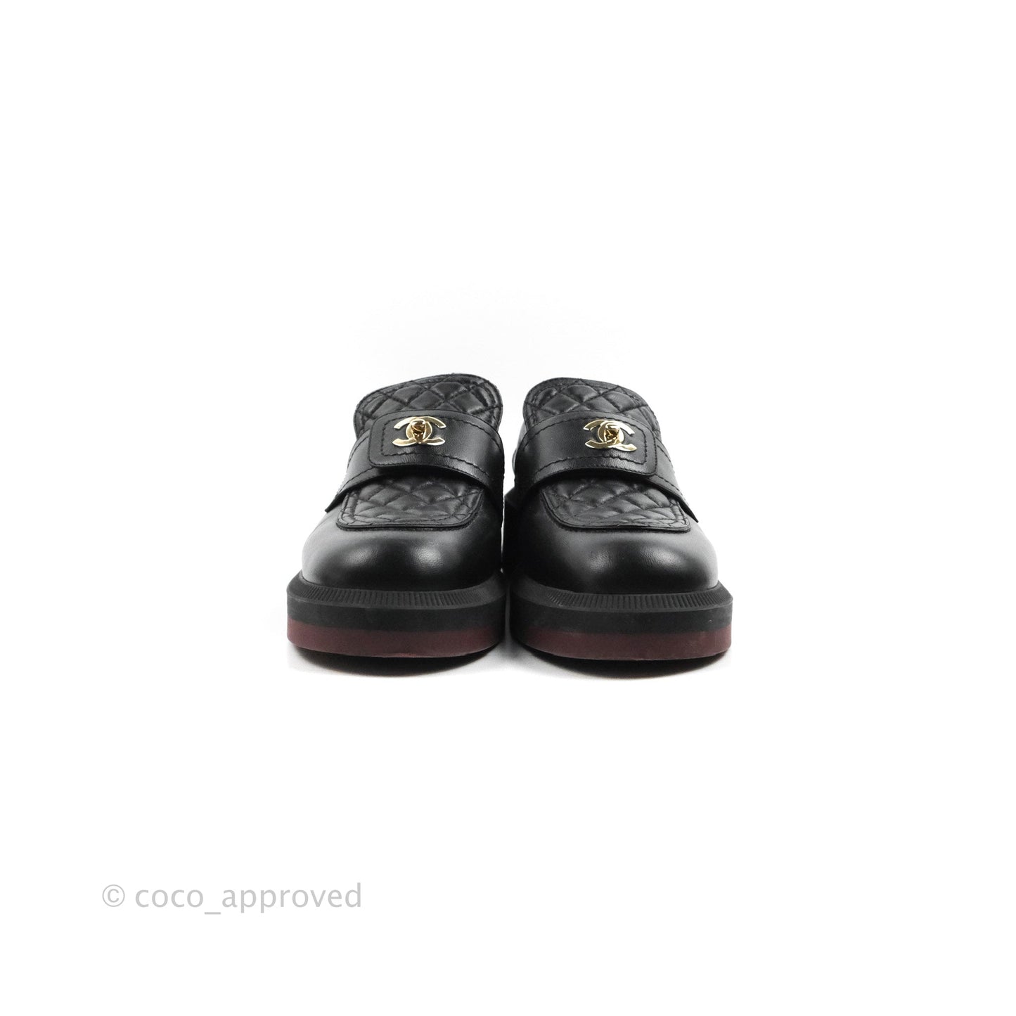 Chanel CC Turnlock Loafers Quilted Black Calfskin Gold Hardware Size 40