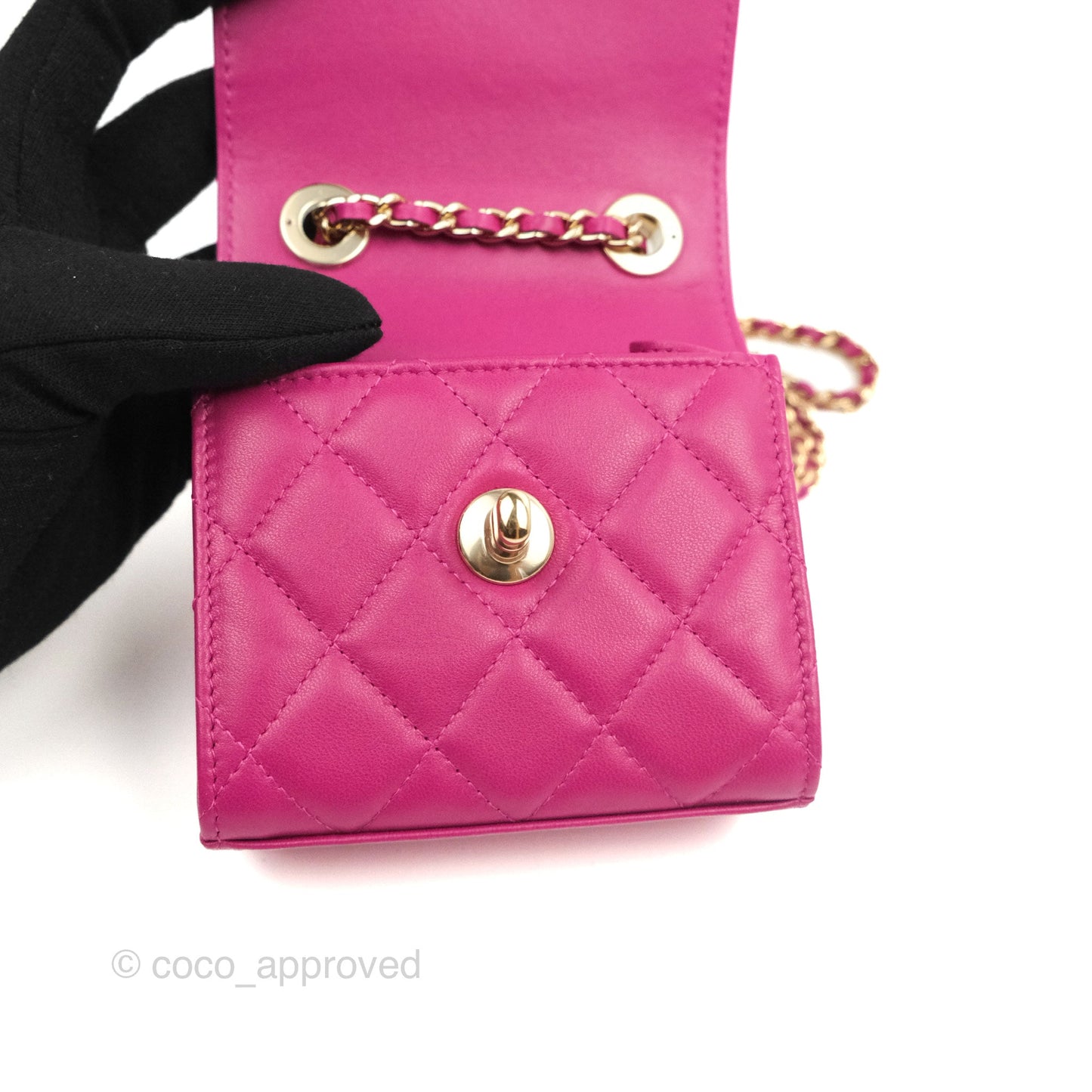 Chanel Mini Quilted Trendy CC Clutch With Chain Plum Lambskin Gold Hardware