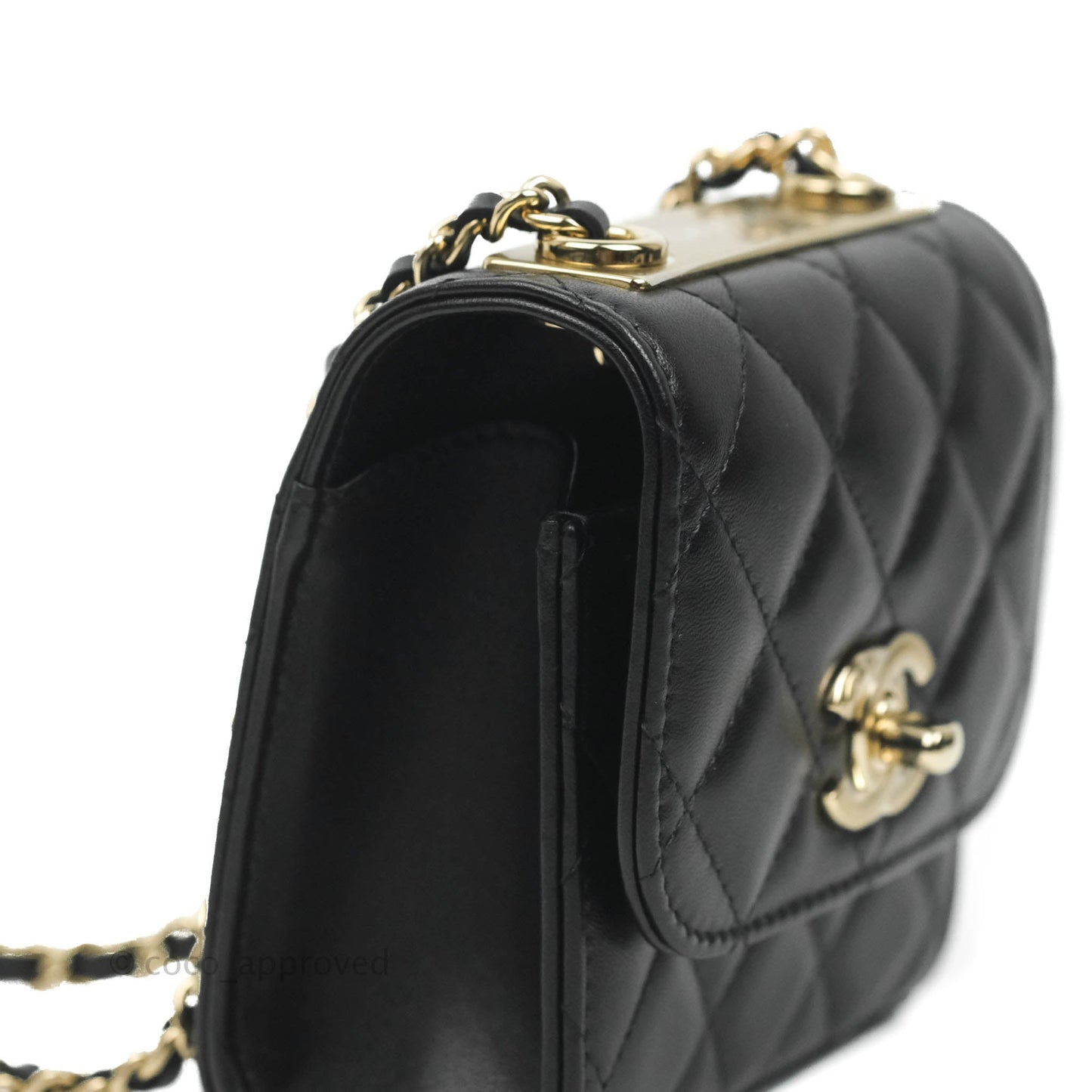 Chanel Mini Quilted Trendy CC Clutch With Chain Black Lambskin Gold Hardware
