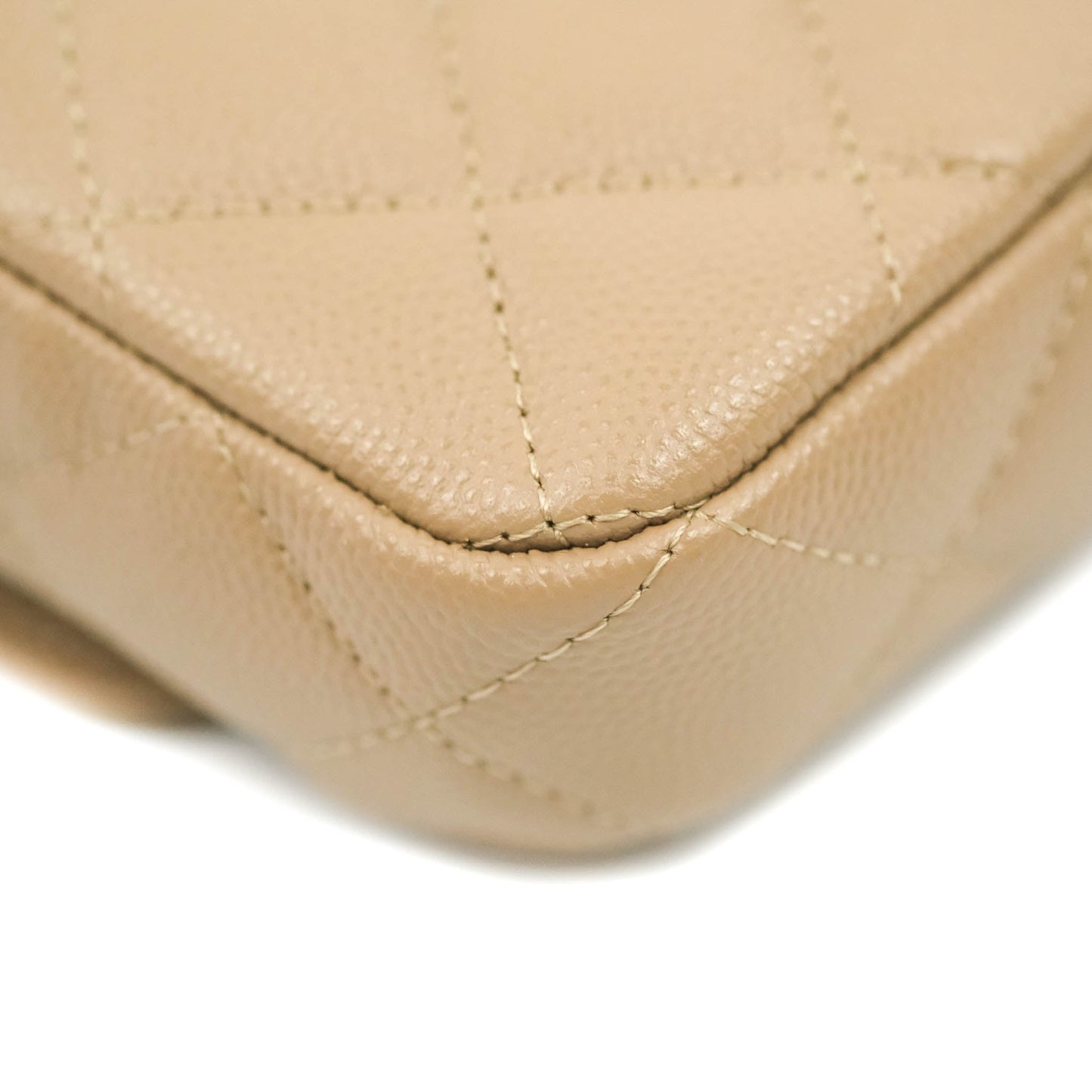 Chanel Classic Flap Phone Holder With Chain Dark Beige Caviar Gold Hardware 22A