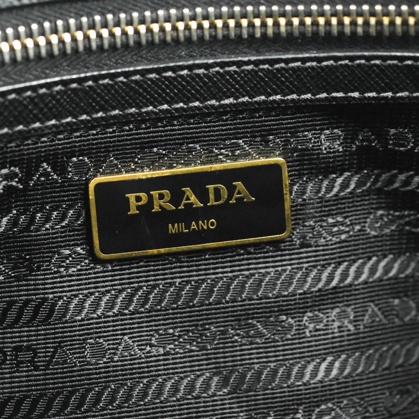 Prada Galleria Double Lux Black Saffiano Leather Zip Satchel