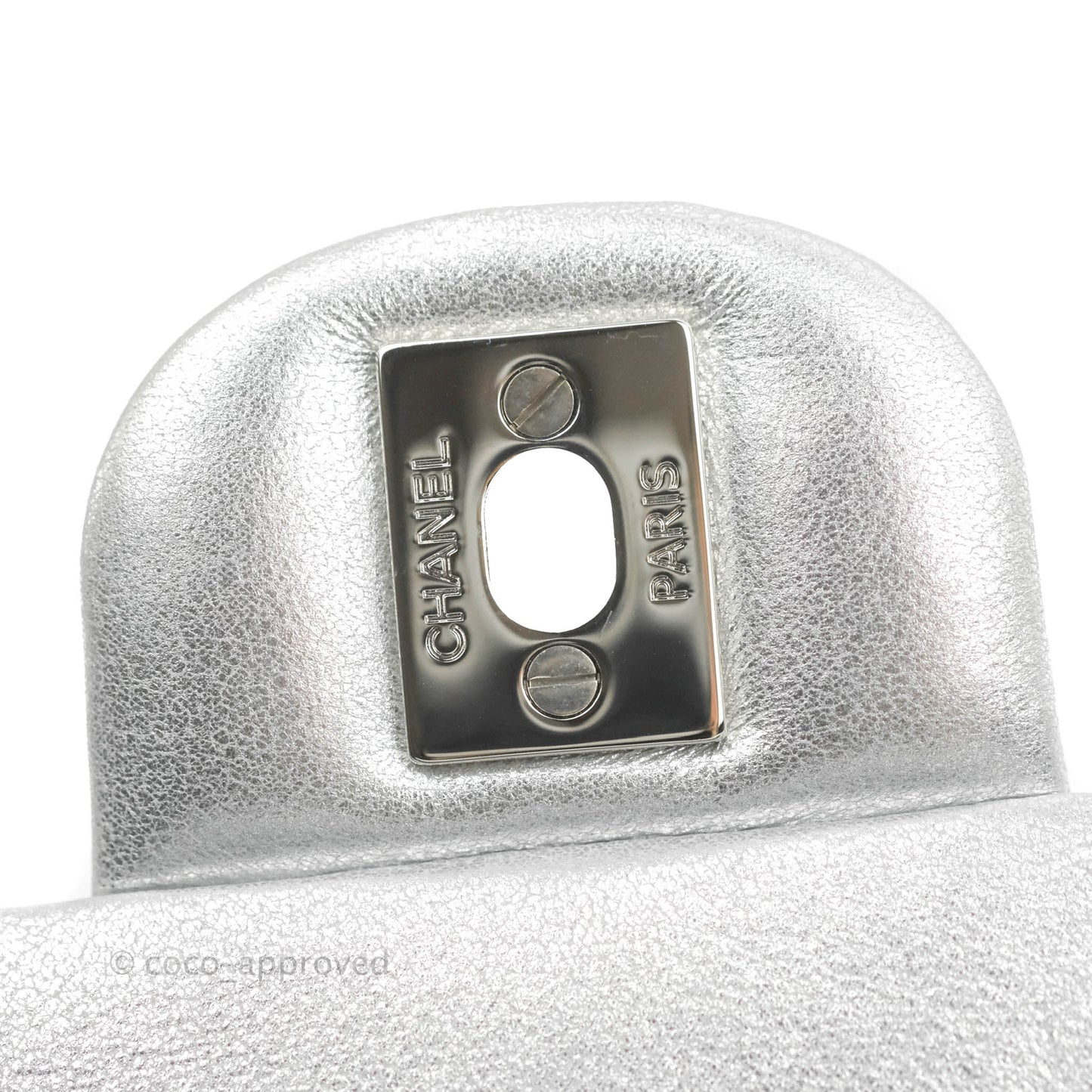 Chanel Quilted Mini Rectangular Silver Lambskin Silver Hardware