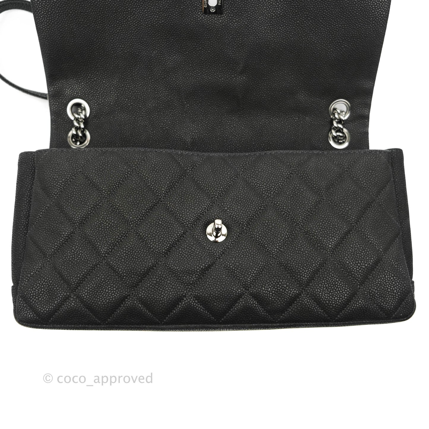Chanel Lady Pearly Flap Bag Black Caviar Silver Hardware