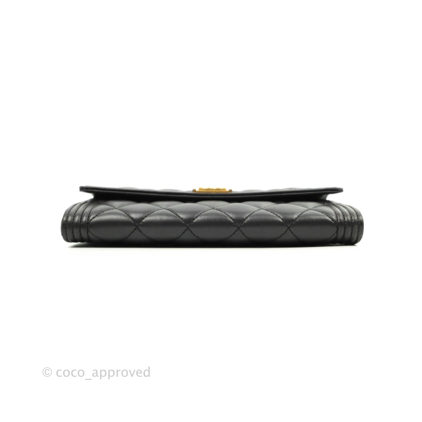 Chanel Quilted Boy Flap Long Wallet Dark Purple Lambskin Gold Hardware