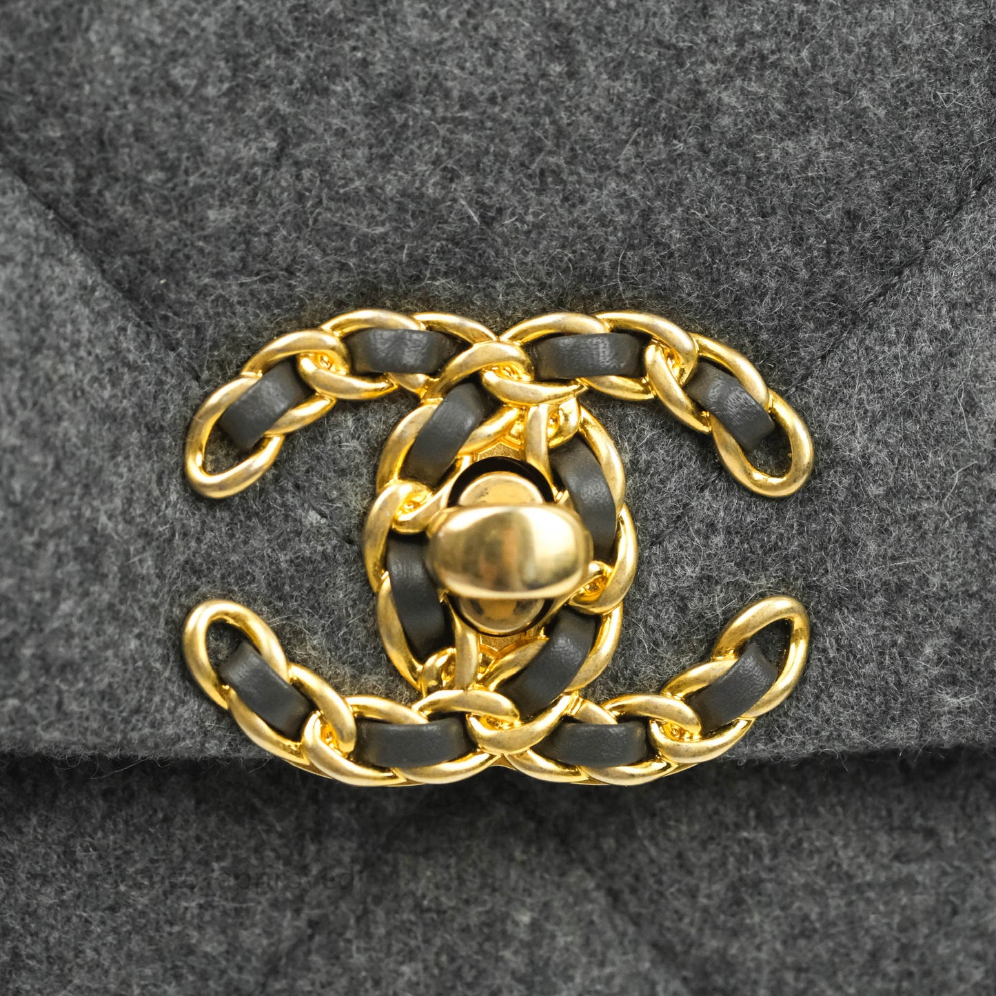 Chanel 19 Small Grey Wool Fabric Mixed Hardware