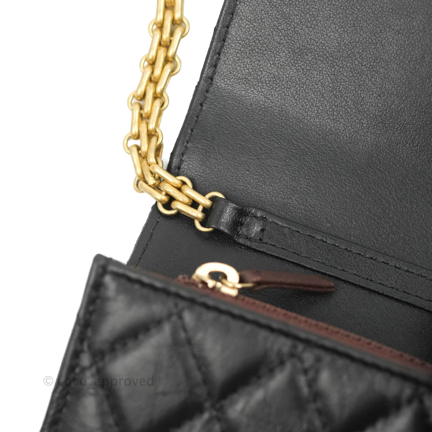 Chanel Reissue 2.55 Clutch With Chain Black Crumpled Calfskin Aged Gold Hardware
