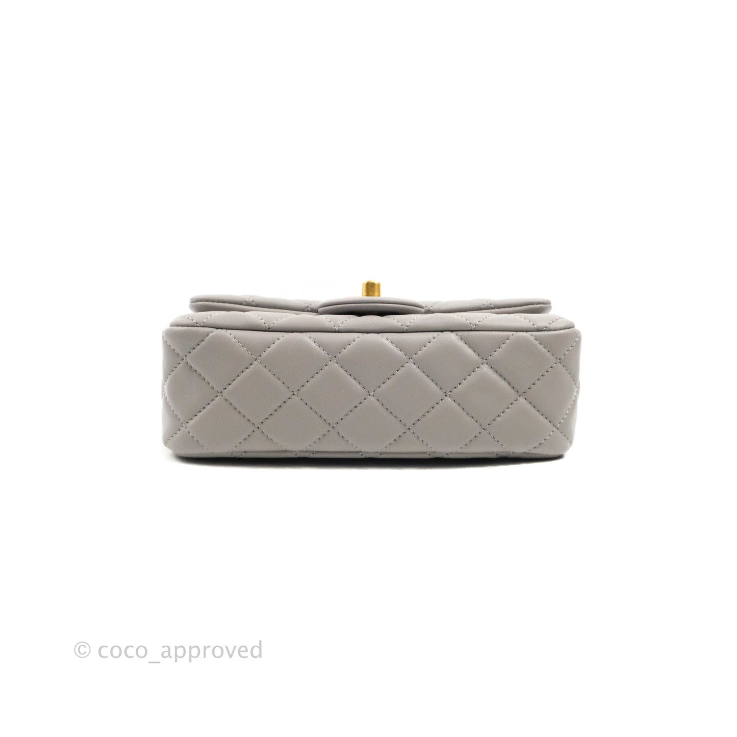Chanel Mini Rectangular Pearl Crush Quilted Grey Lambskin Aged Gold Hardware