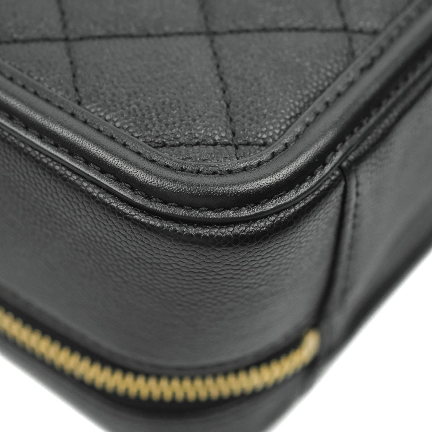Chanel Quilted Medium CC Filigree Vanity Case Black Caviar Gold Hardware