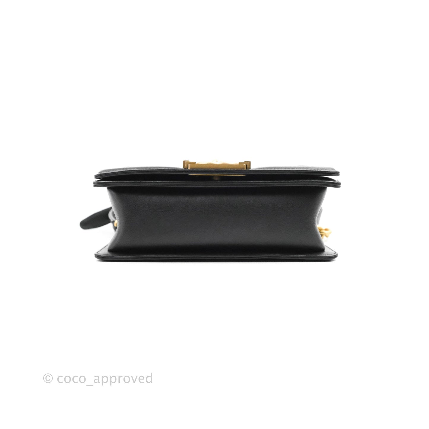 Chanel Quilted Small Boy Black Calfskin Aged Gold Hardware