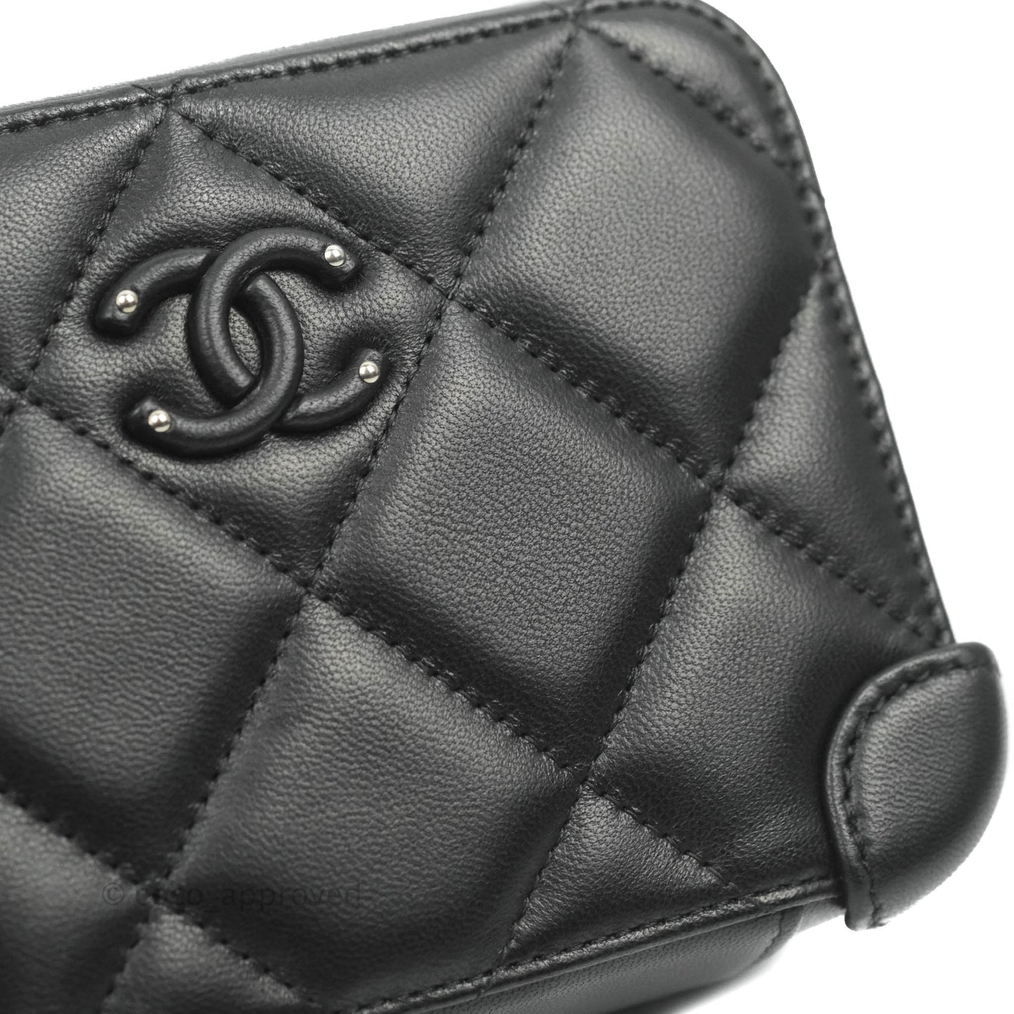 Chanel Mini Quilted Camera Case Black Lambskin Silver Hardware