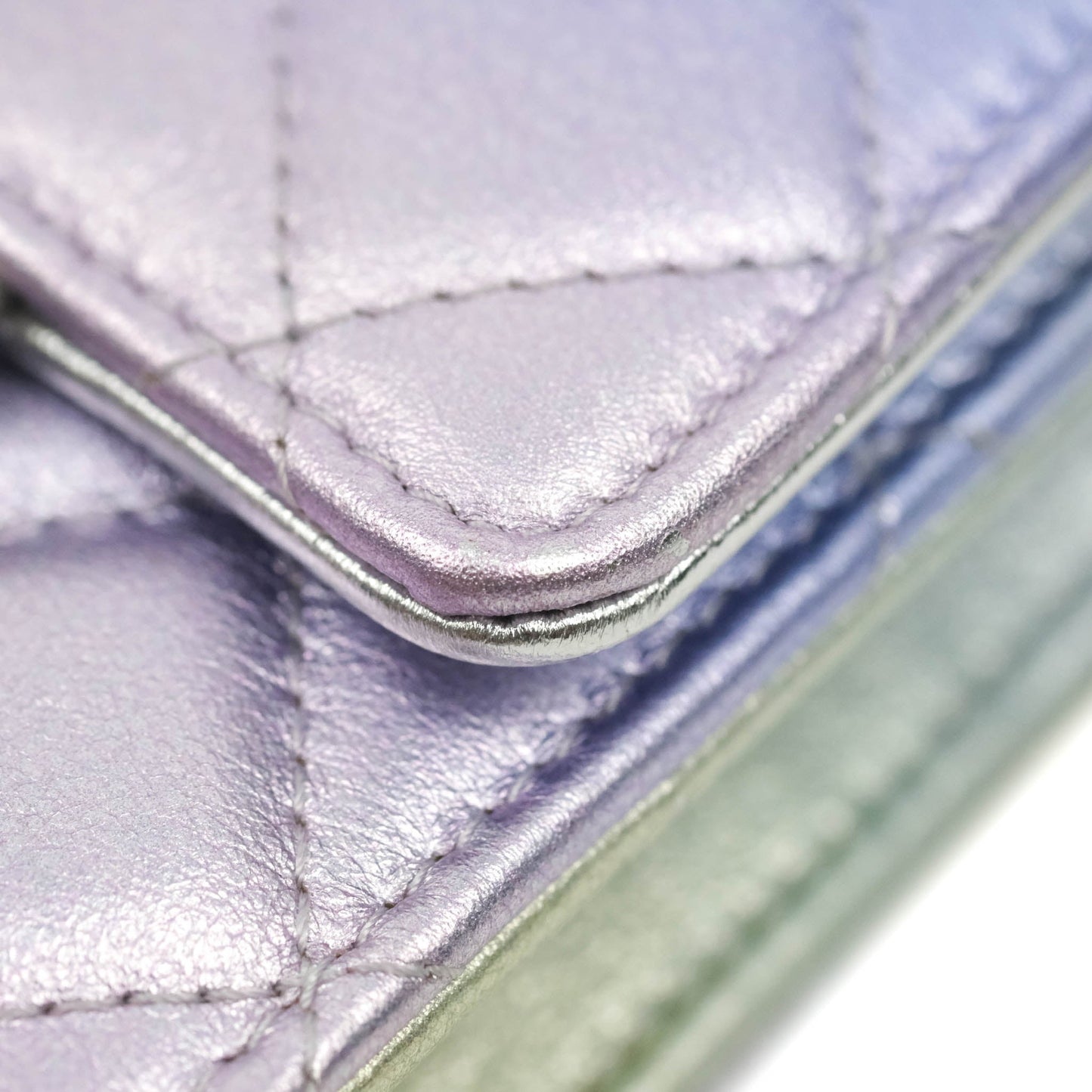 Chanel Classic Quilted Metallic Rainbow Lambskin Phone Holder Rainbow Hardware