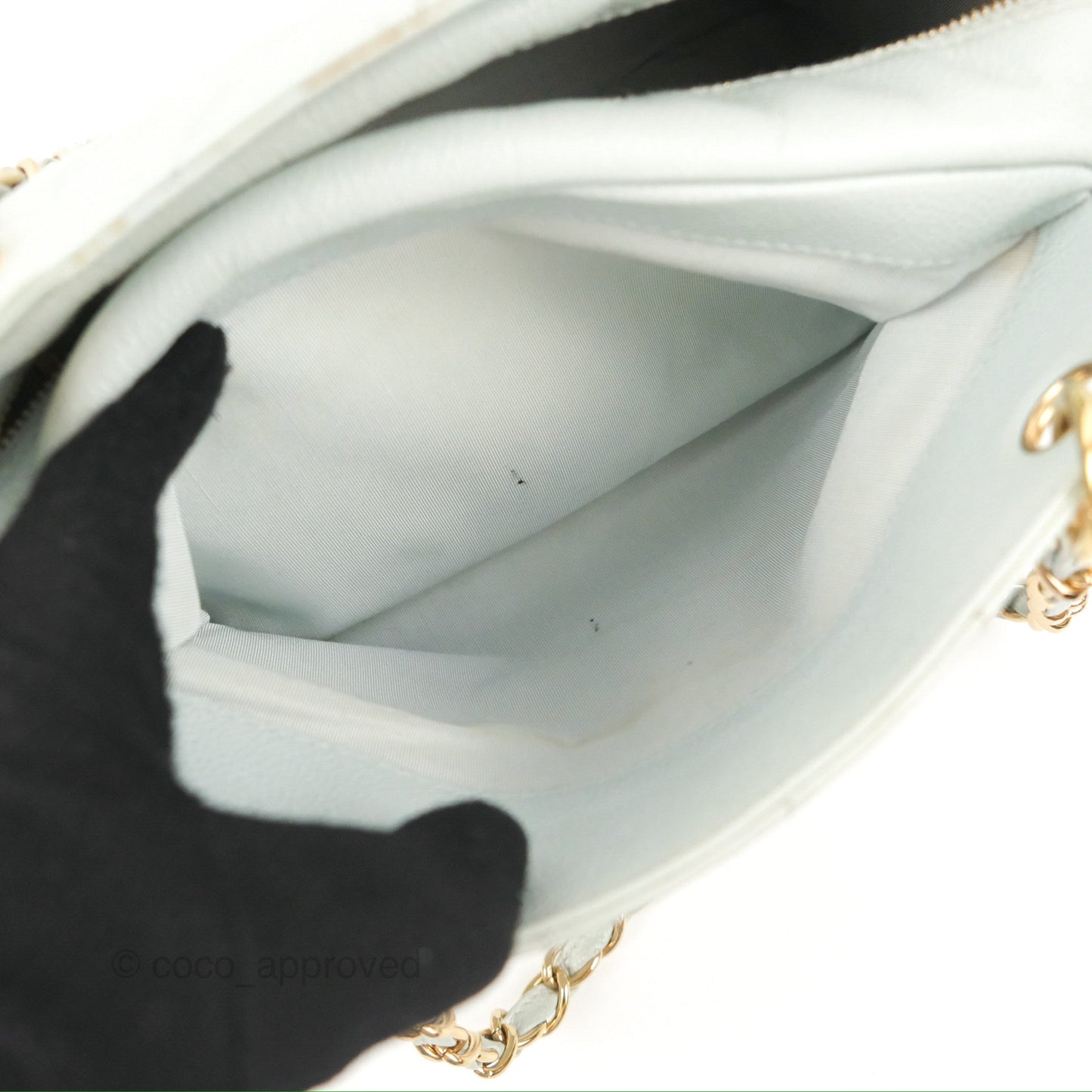 Chanel PTT Petite Timeless Shopping Tote Bag Light Tiffany Blue Caviar Gold Hardware