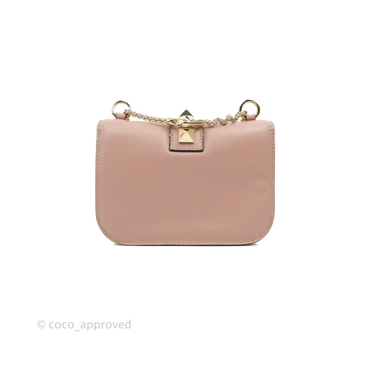 Valentino Small Vitello Glam Lock Rockstud Flap Poudre
