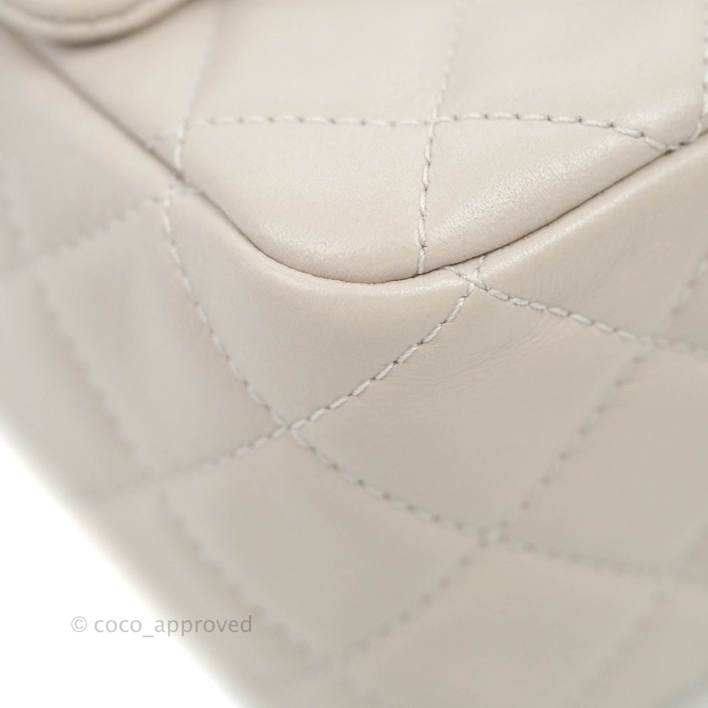 Chanel Mini Square Pearl Crush Quilted Pale Lilac Lambskin Gold Hardware