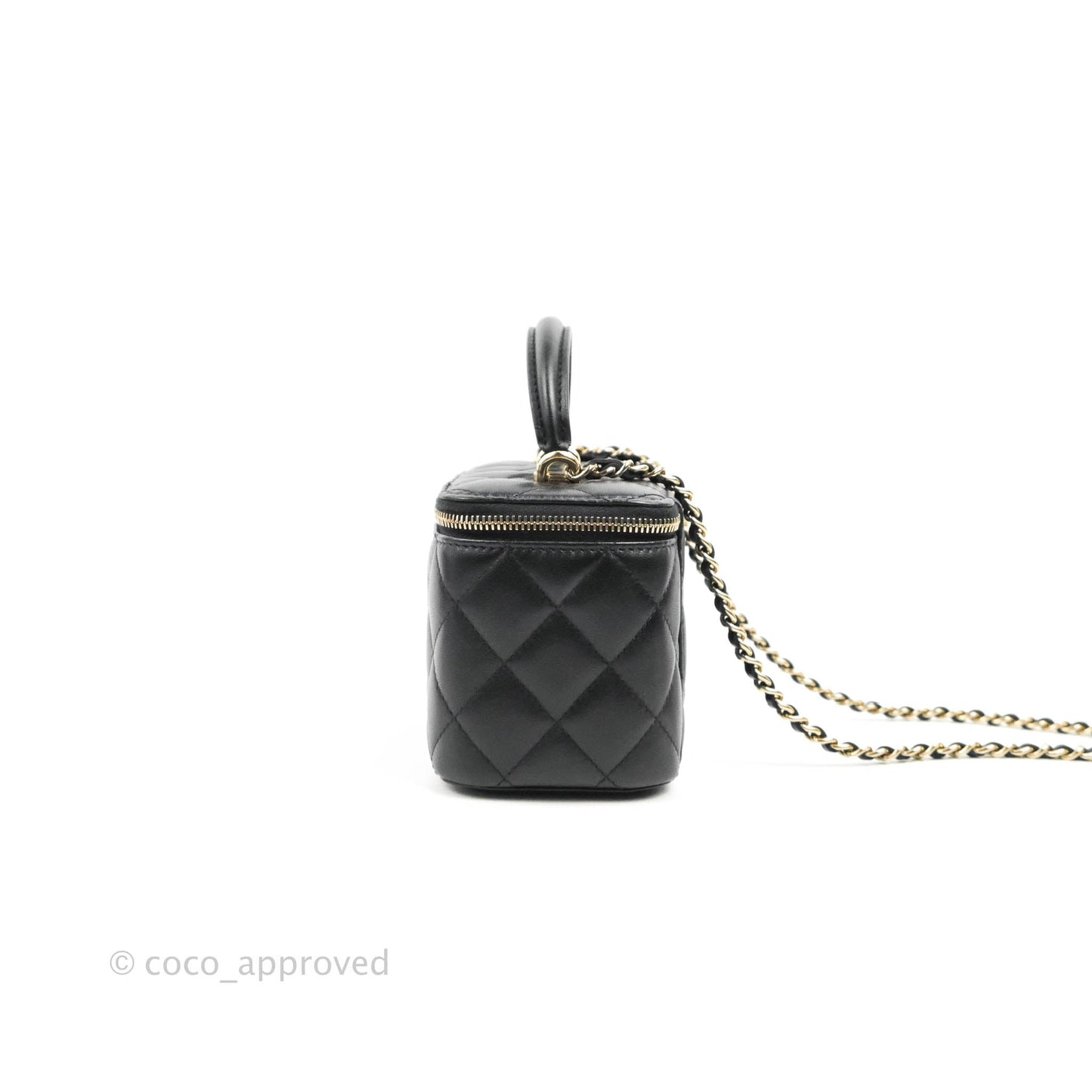 Chanel Vanity Rectangular Top Handle Black Lambskin Gold Hardware