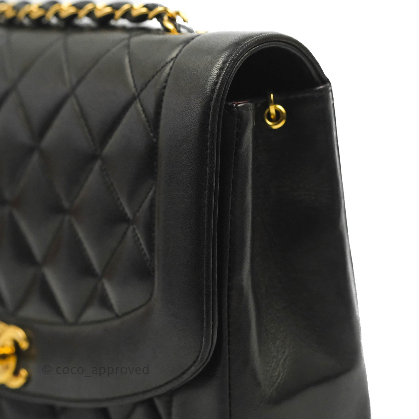 Chanel Vintage Quilted Medium Classic Diana Flap Bag Black Lambskin 24K Gold Hardware