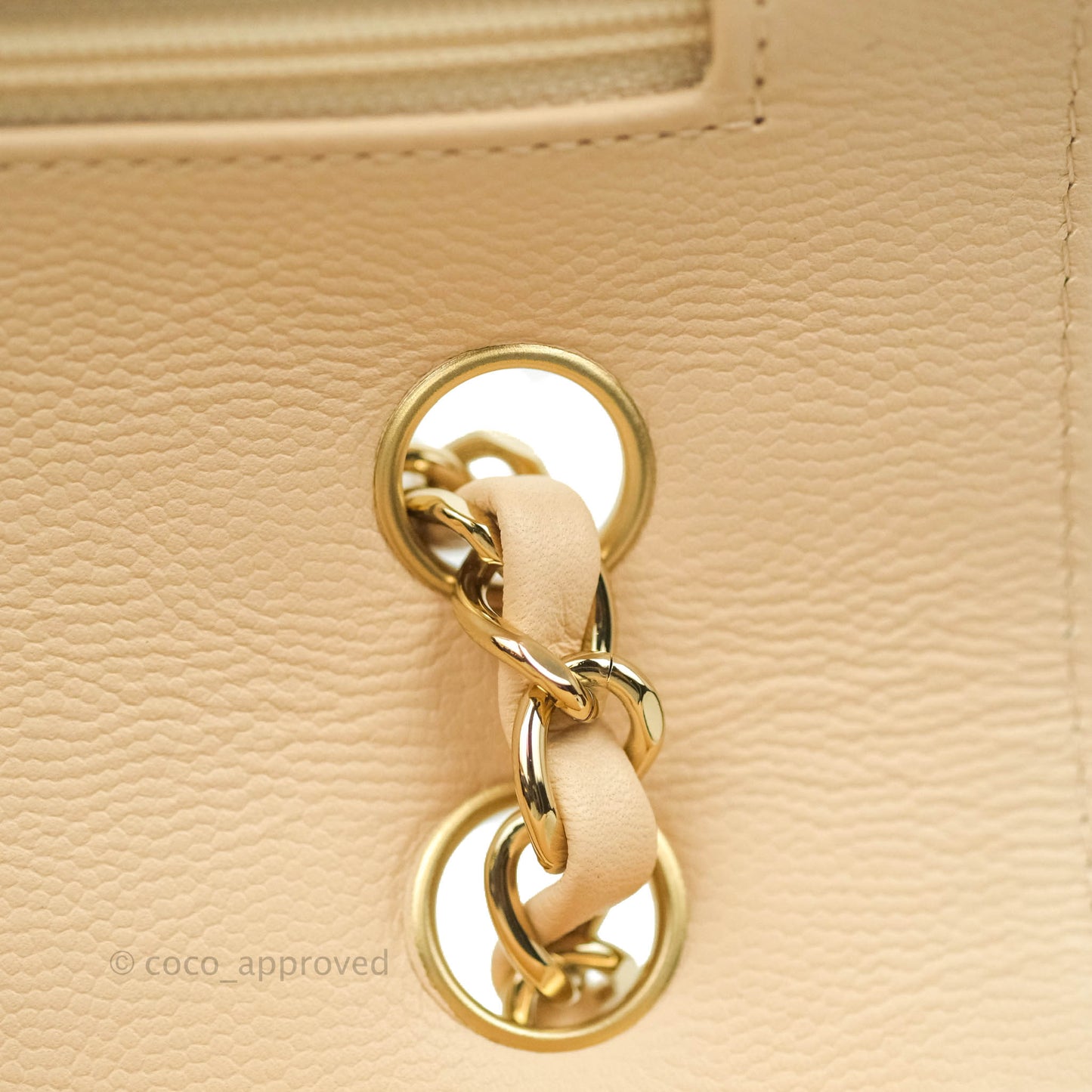 Chanel Classic S/M Small Double Flap Chevron Beige Caviar Gold Hardware