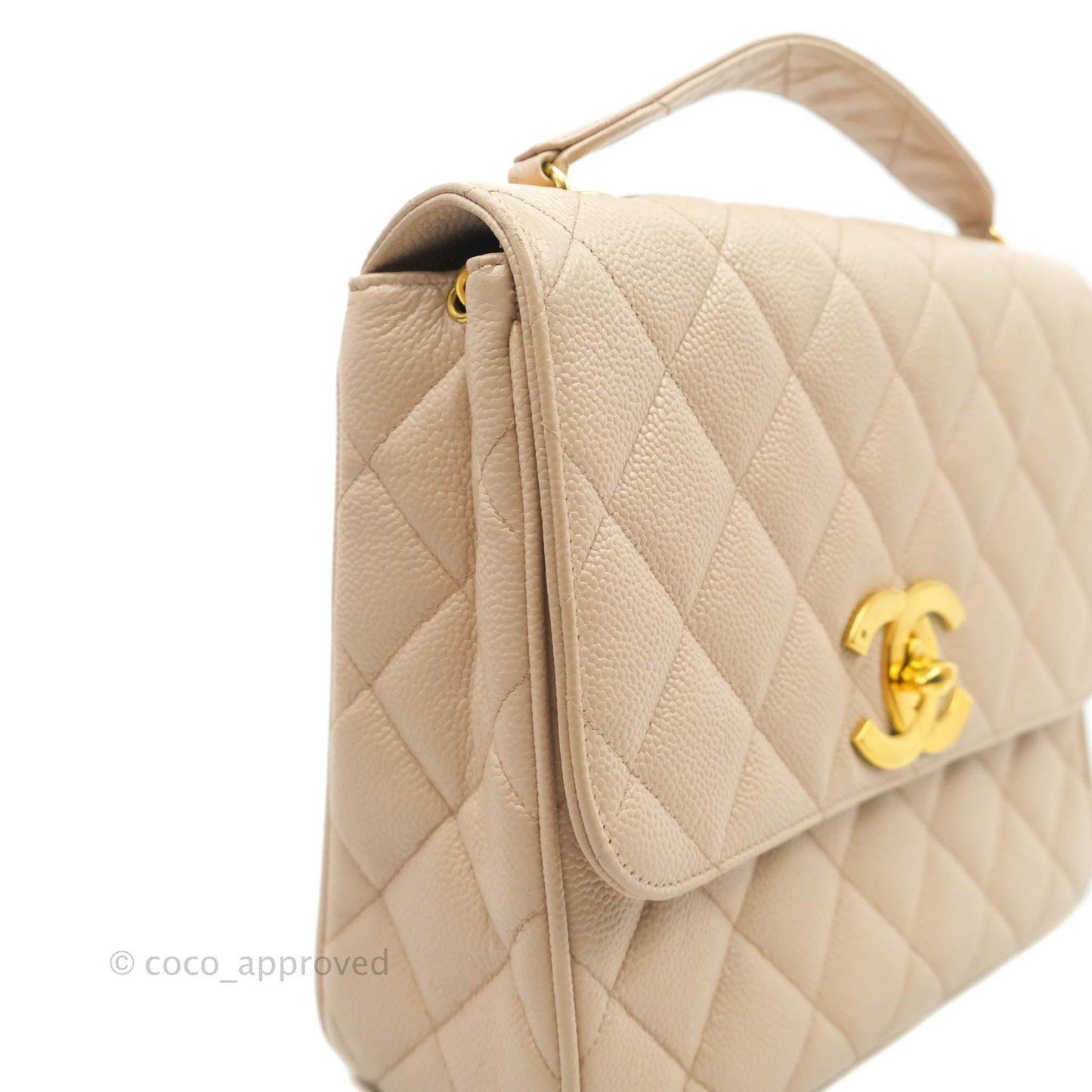 Chanel Vintage CC Large Square Shoulder Bag Dusty Pink Caviar 24K Gold Hardware