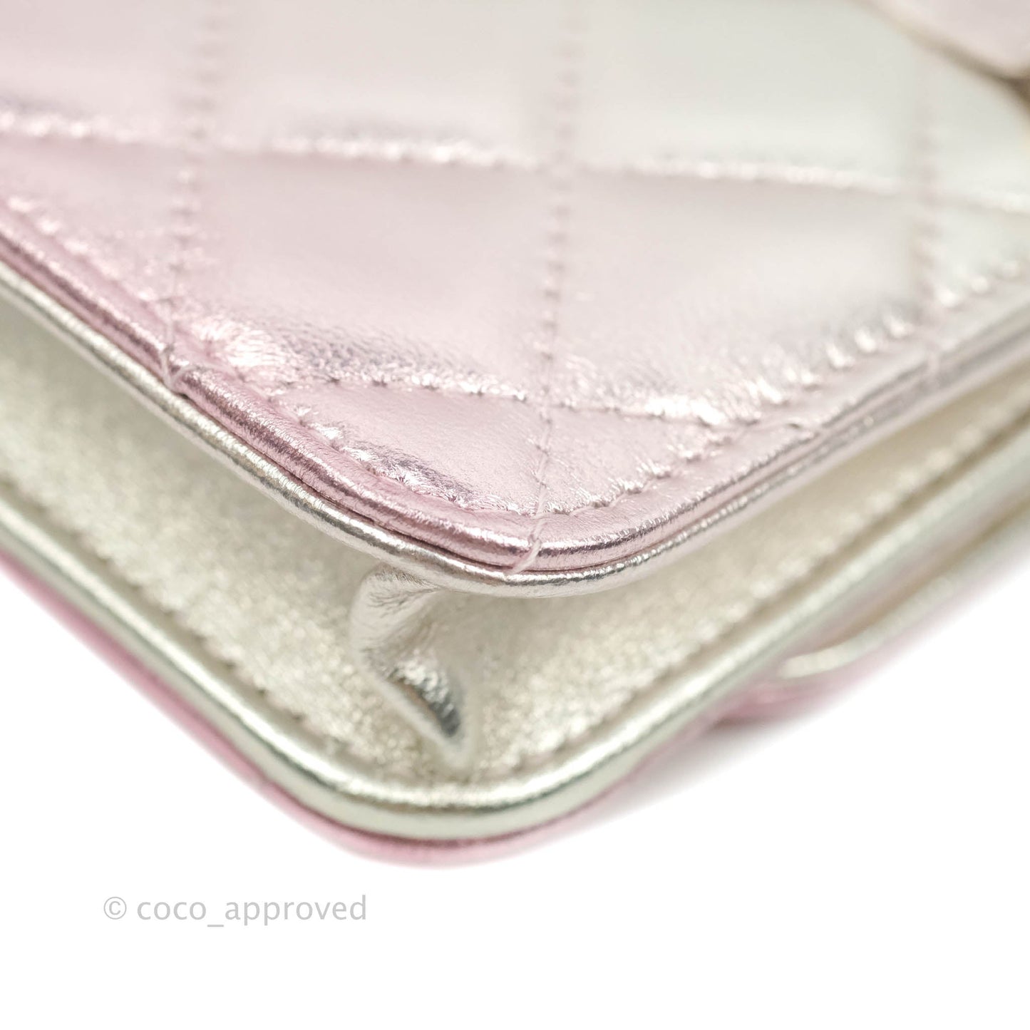 Chanel Quilted Clutch with Chain Metallic Gradient Pink/Silver Lambskin