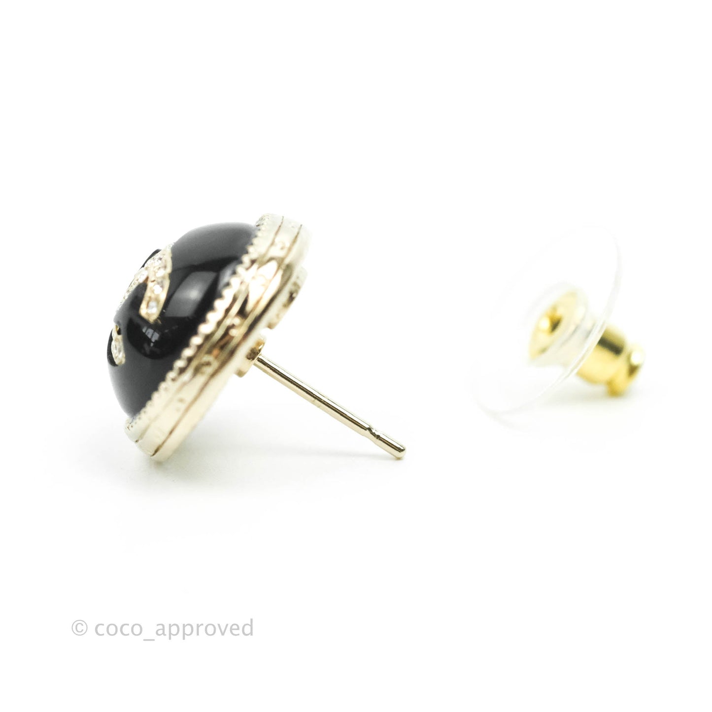 Chanel CC Crystal Black Round Earring 22C
