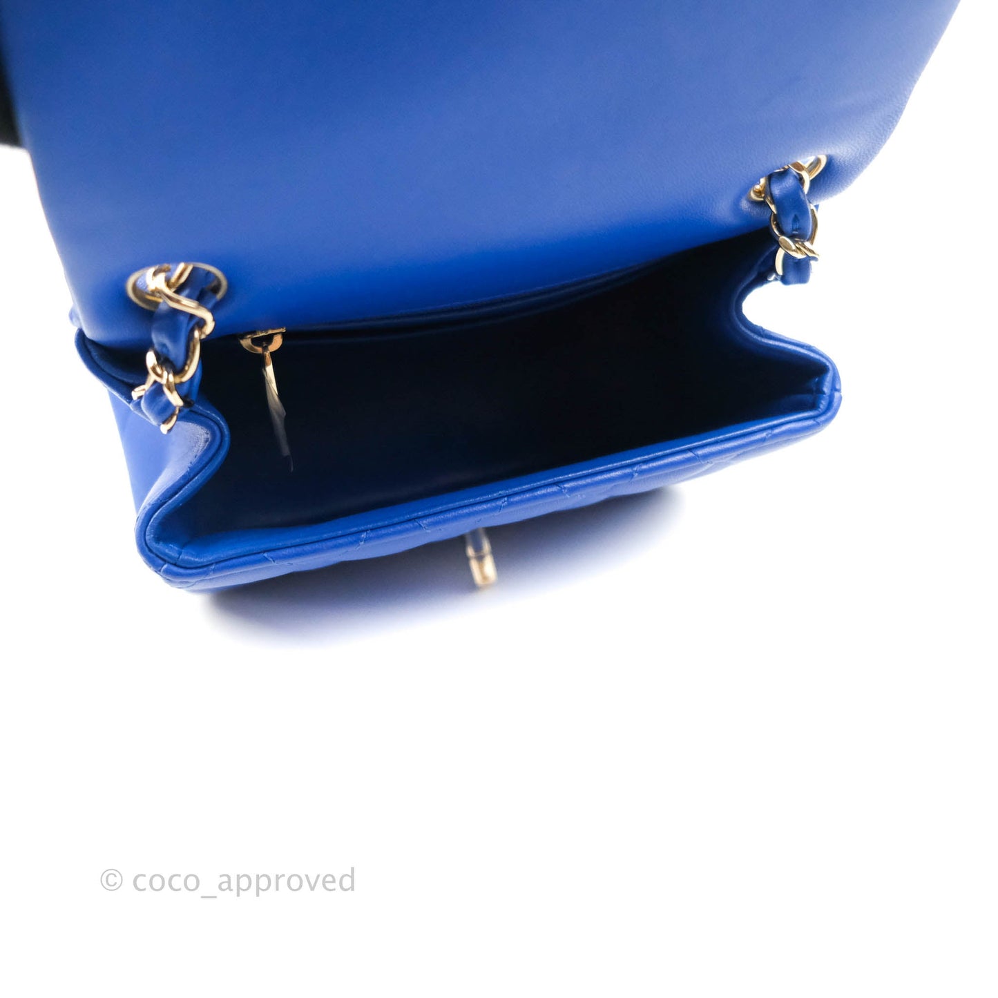 Chanel Mini Square Blue Lambskin Gold Hardware