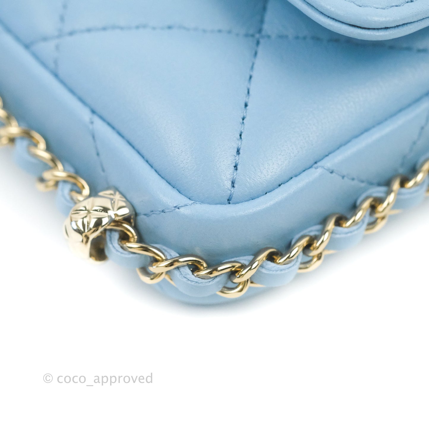 Chanel Mini Clutch With Chain Blue Lambskin Gold Hardware