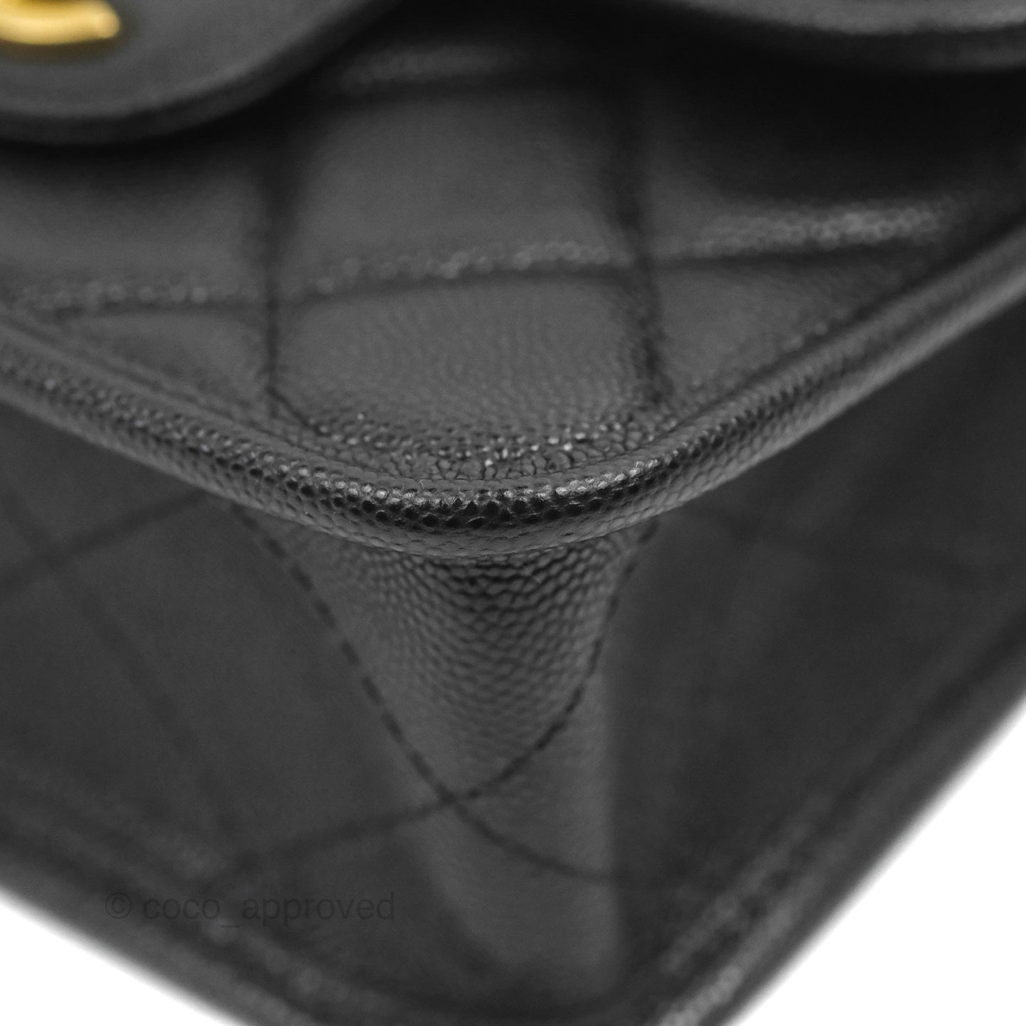 Chanel Mini School Memory Top Handle Flap Bag Black Caviar Aged Gold Hardware