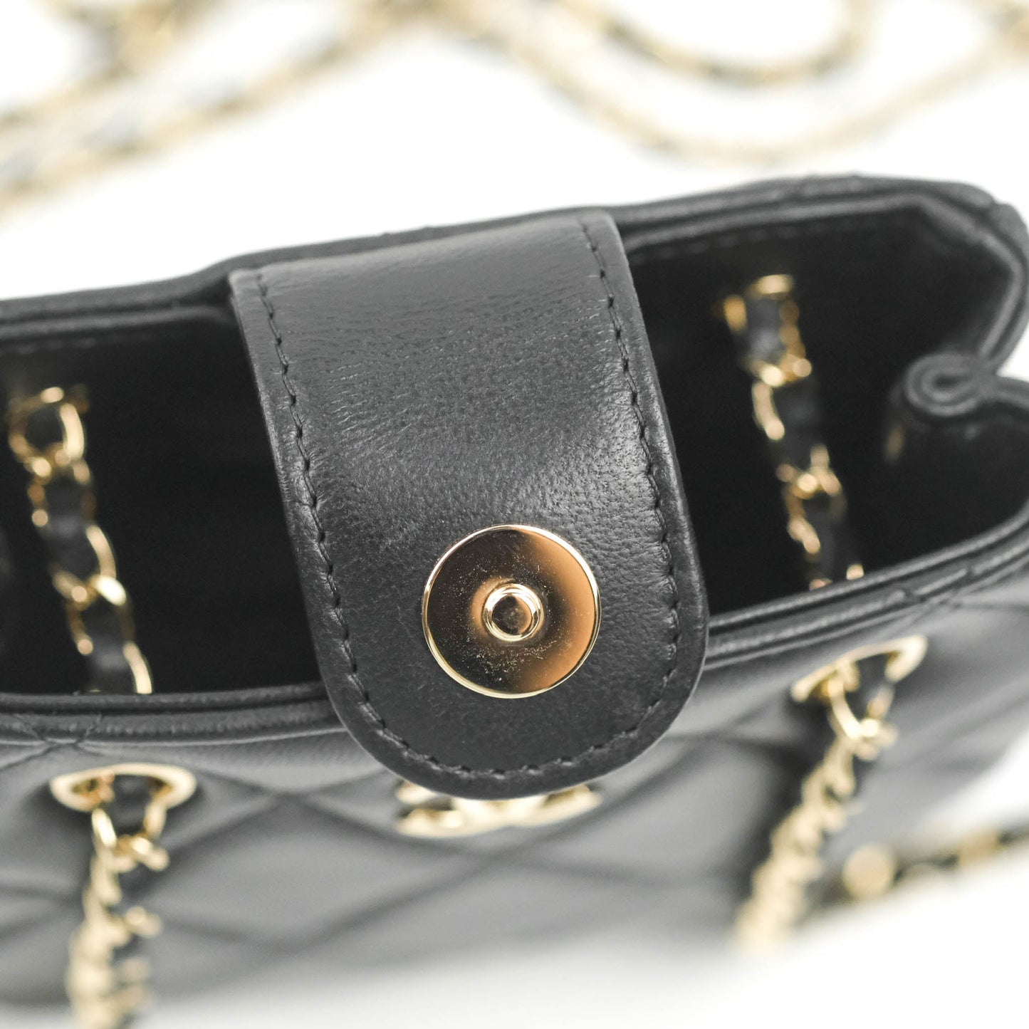 Chanel Mini Clutch With Chain Black Lambskin Gold Hardware 22C