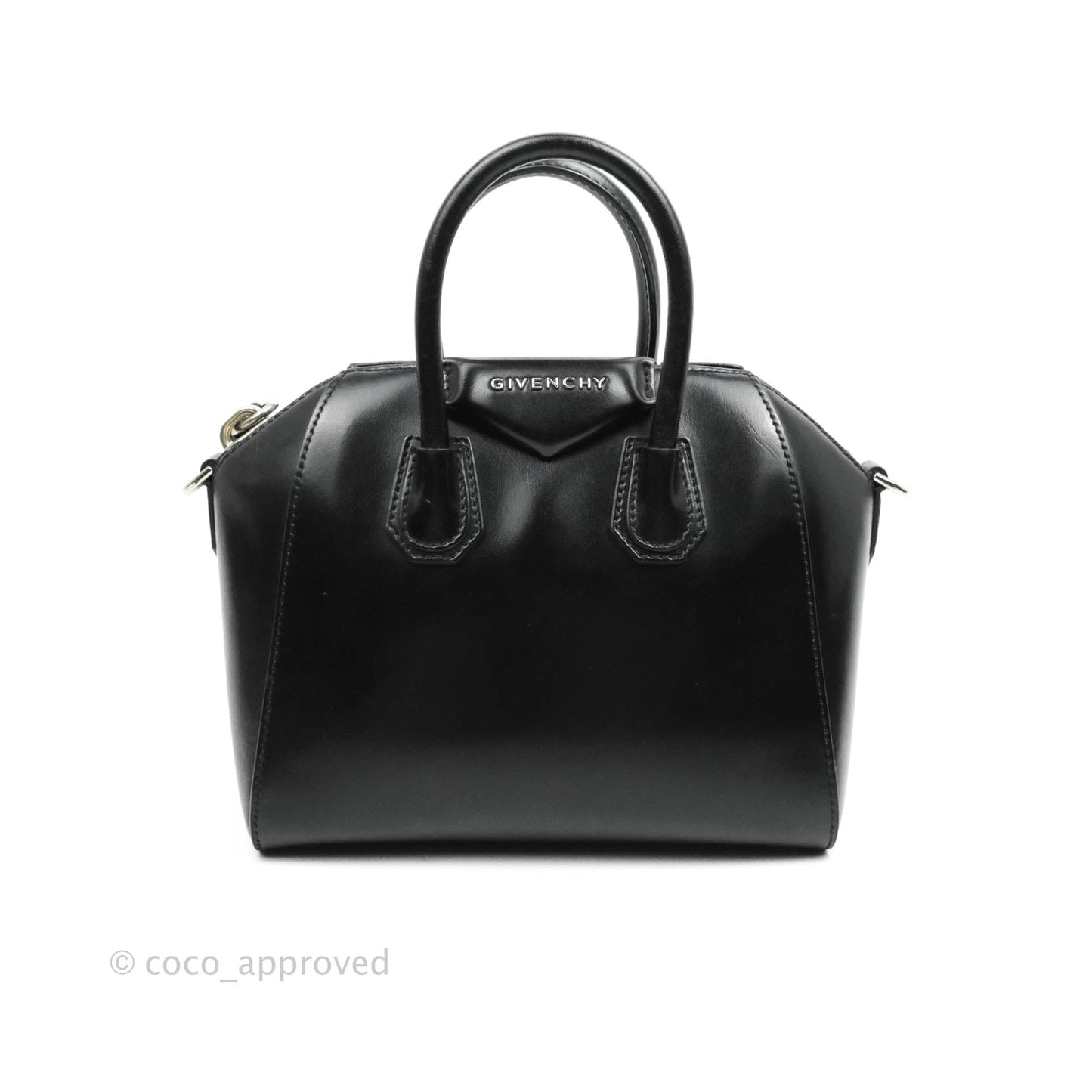 Givenchy Antigona Black Glazed Calfskin Silver Hardware